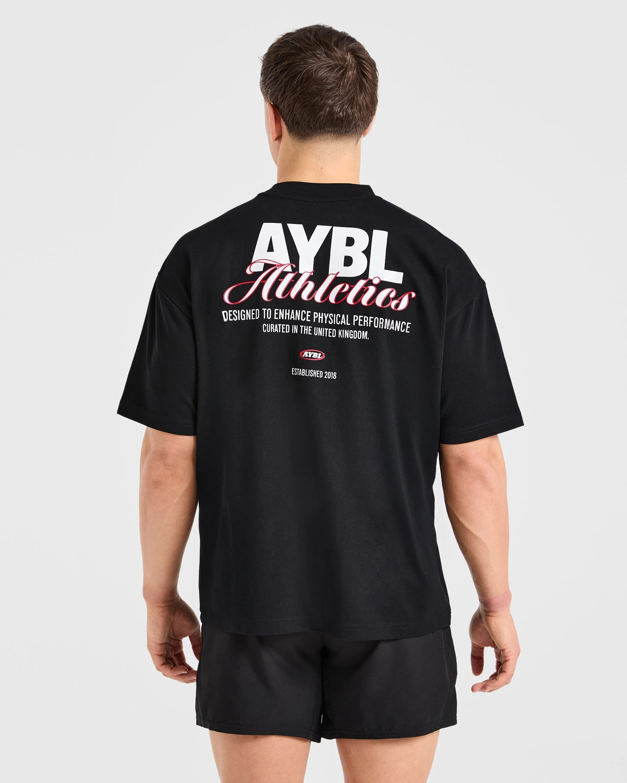 Athletics Script Oversized T Shirt - Zwart