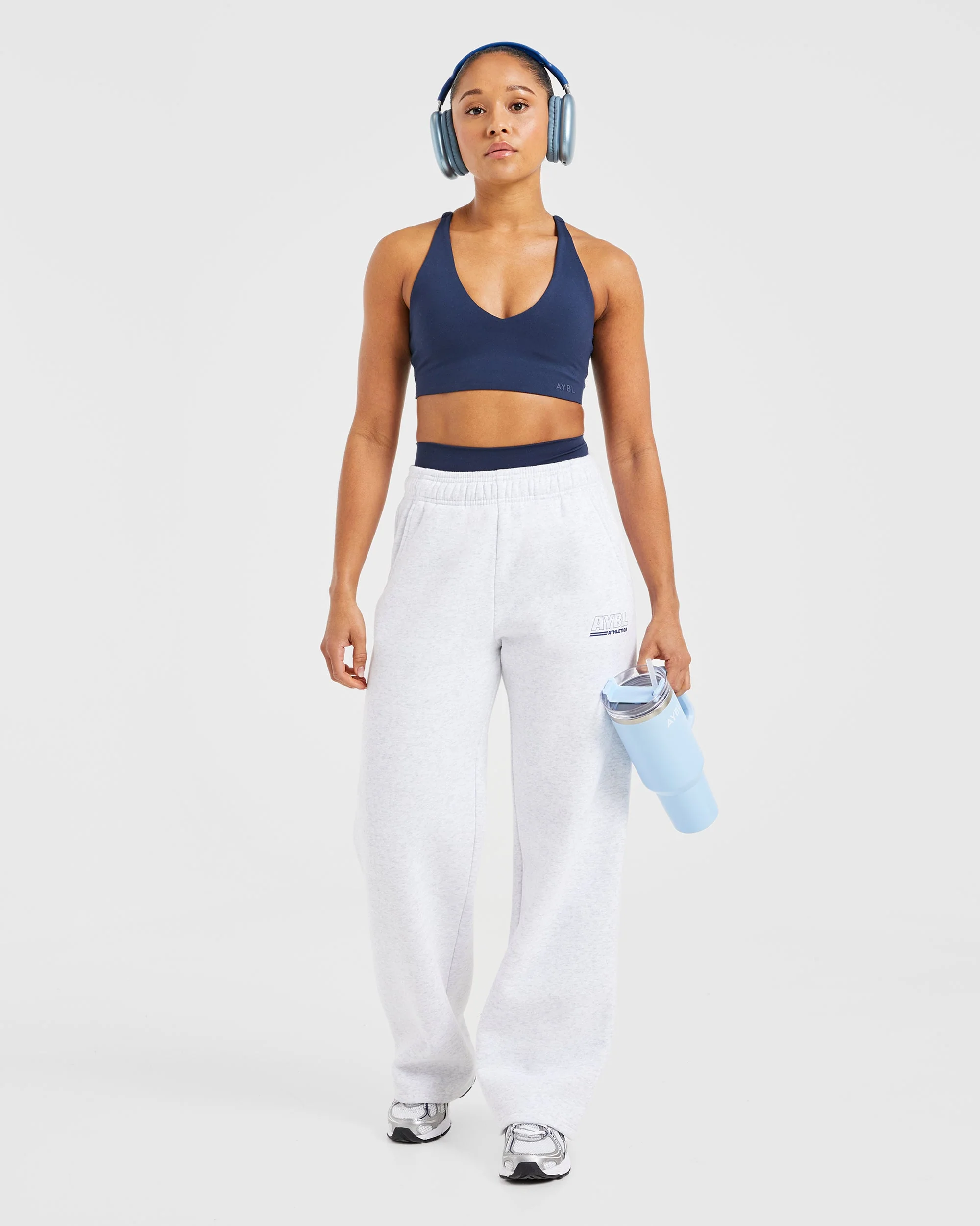 Athletics Track Straight Leg Joggers - Heather Grey/Navy - Image 8