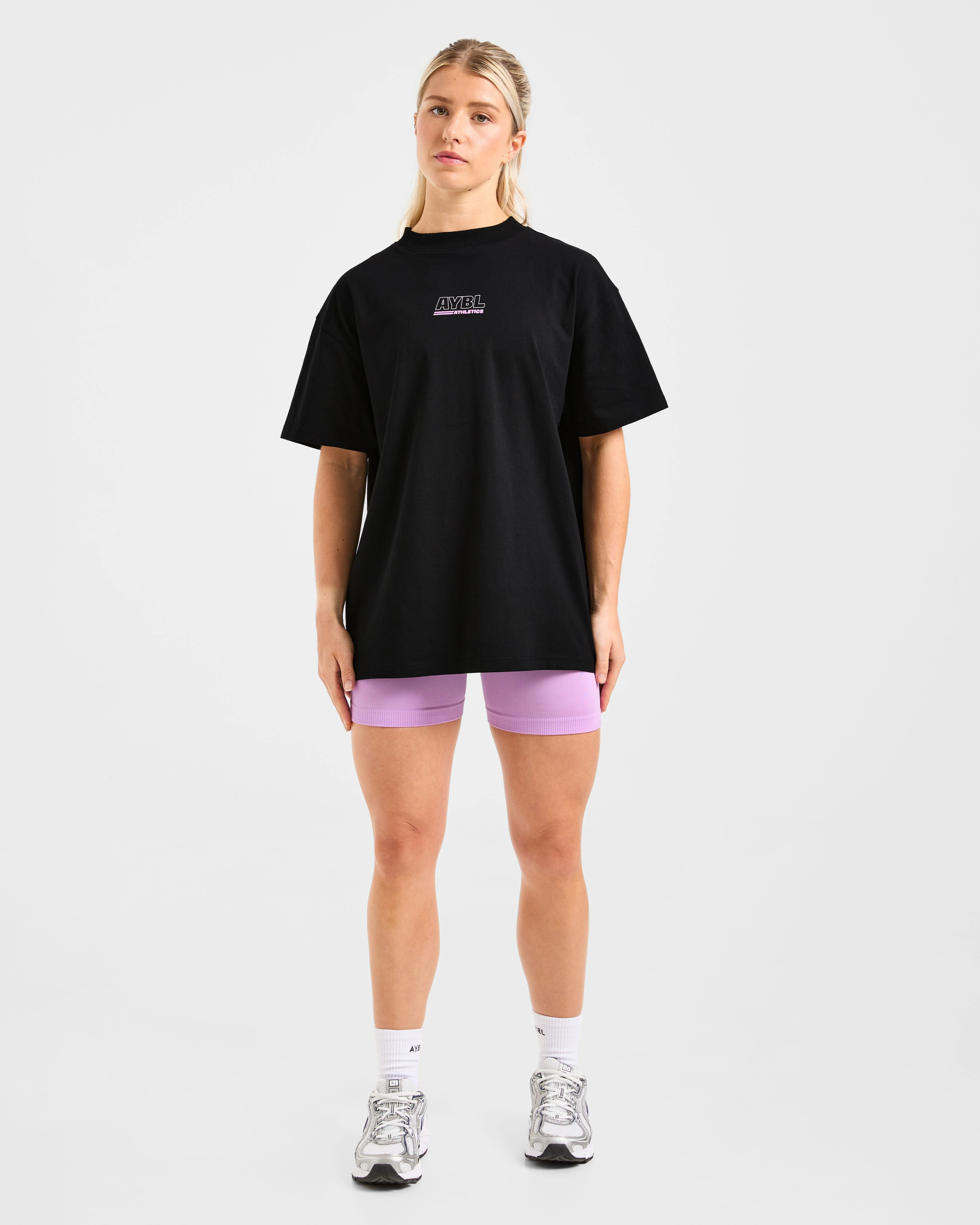 Athletics Track Oversized T Shirt - Zwart/Roze - Image 3