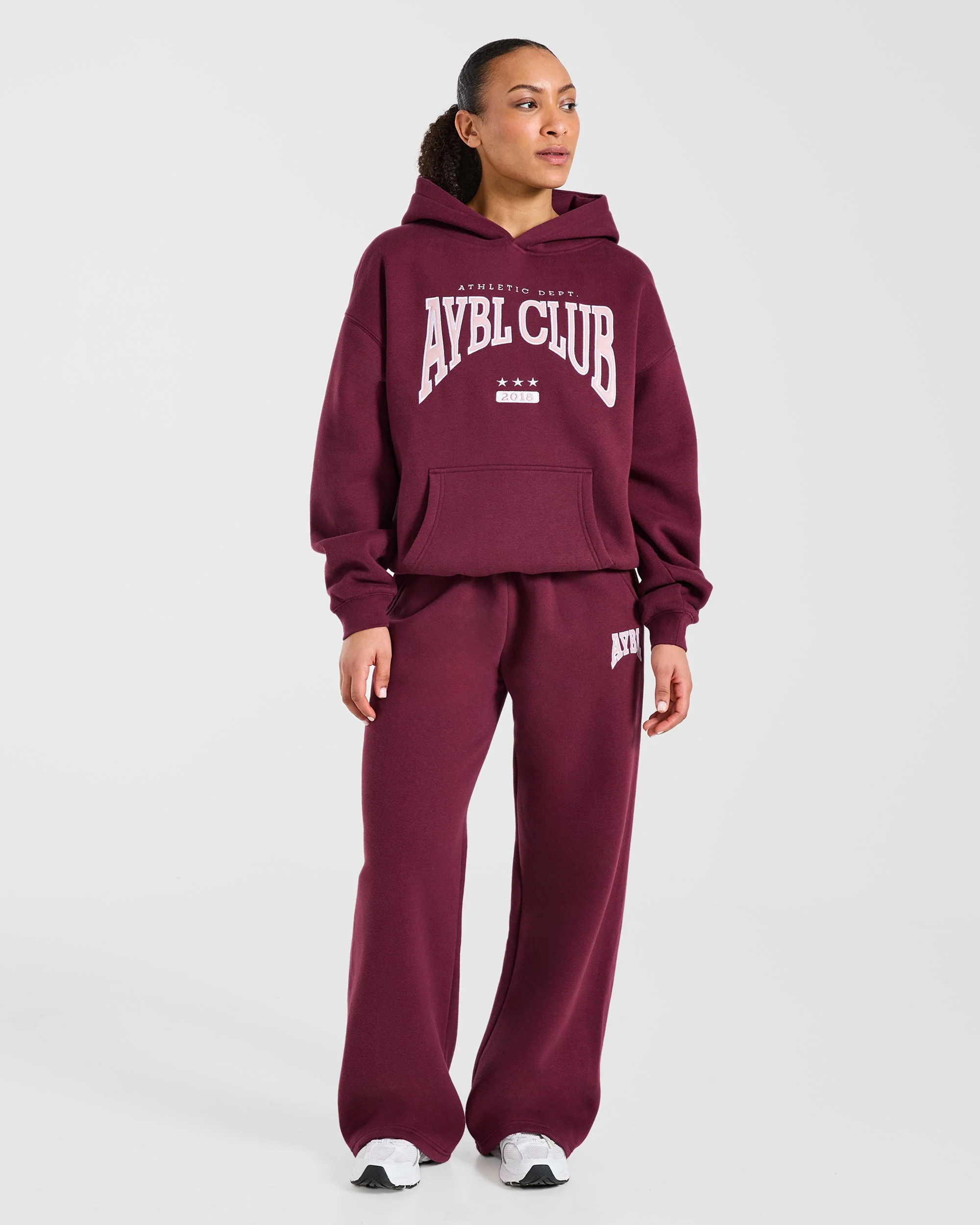 AYBL Club Oversized Hoodie - Burgundy/Roze - Image 3
