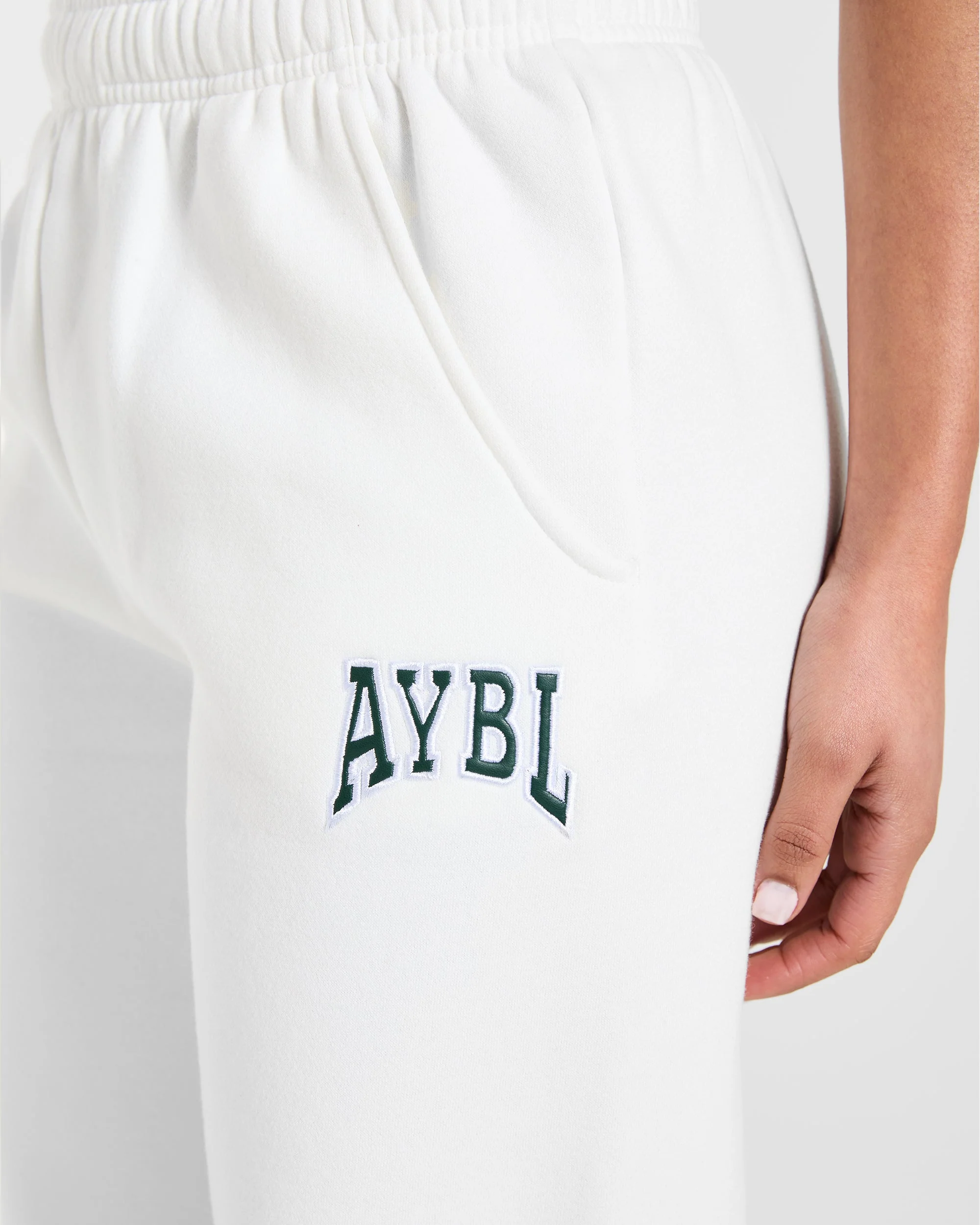 AYBL Club Oversized Straight Leg Joggers - Off Wit/Forest Groen - Image 5