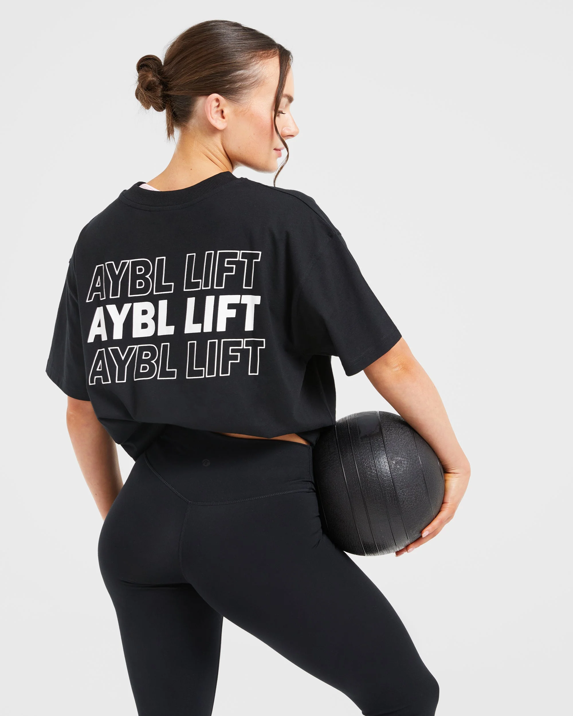 AYBL Lift Italic Oversized T Shirt - Zwart - Image 8
