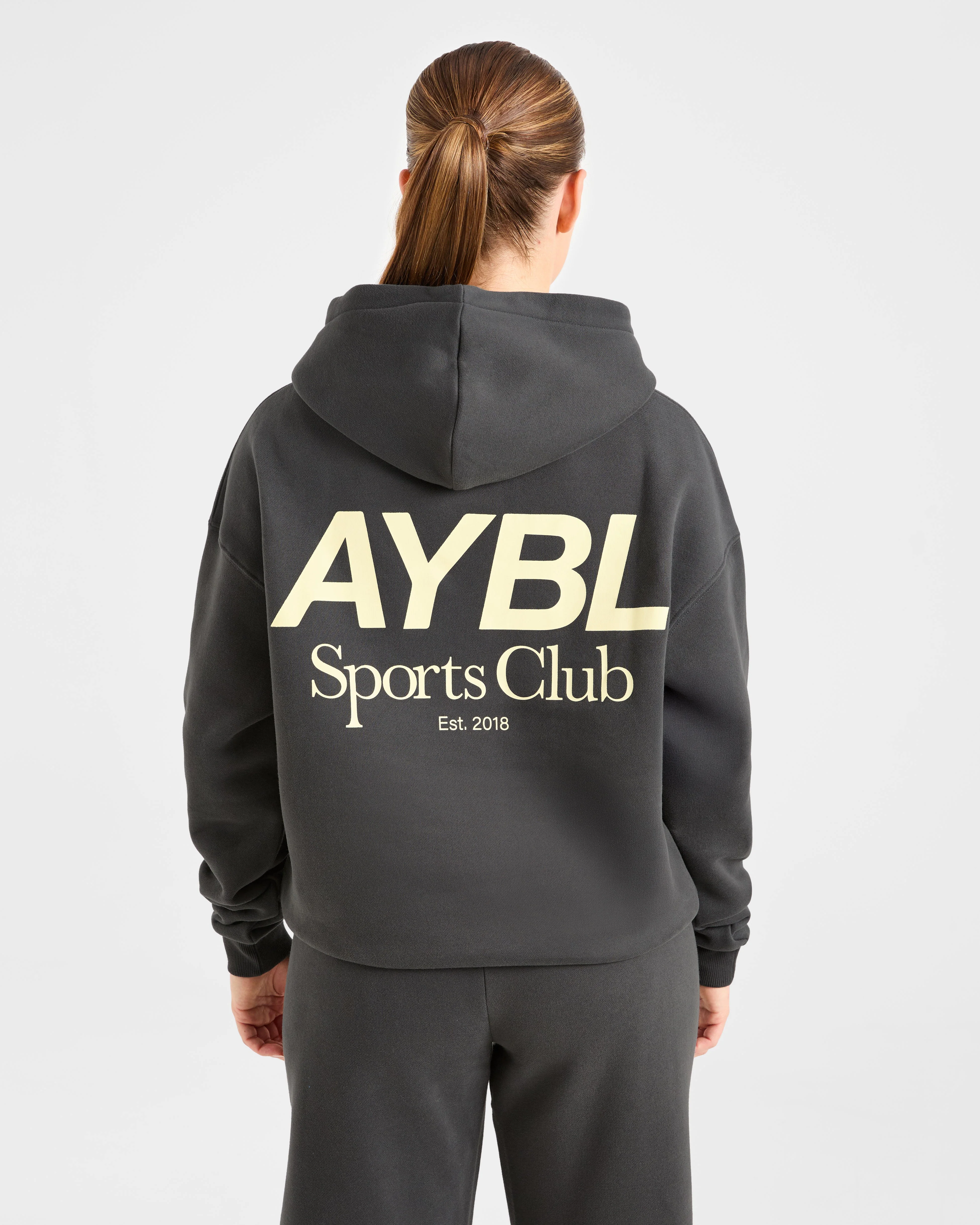 AYBL Sports Club Oversized Hoodie - Charcoal/Geel