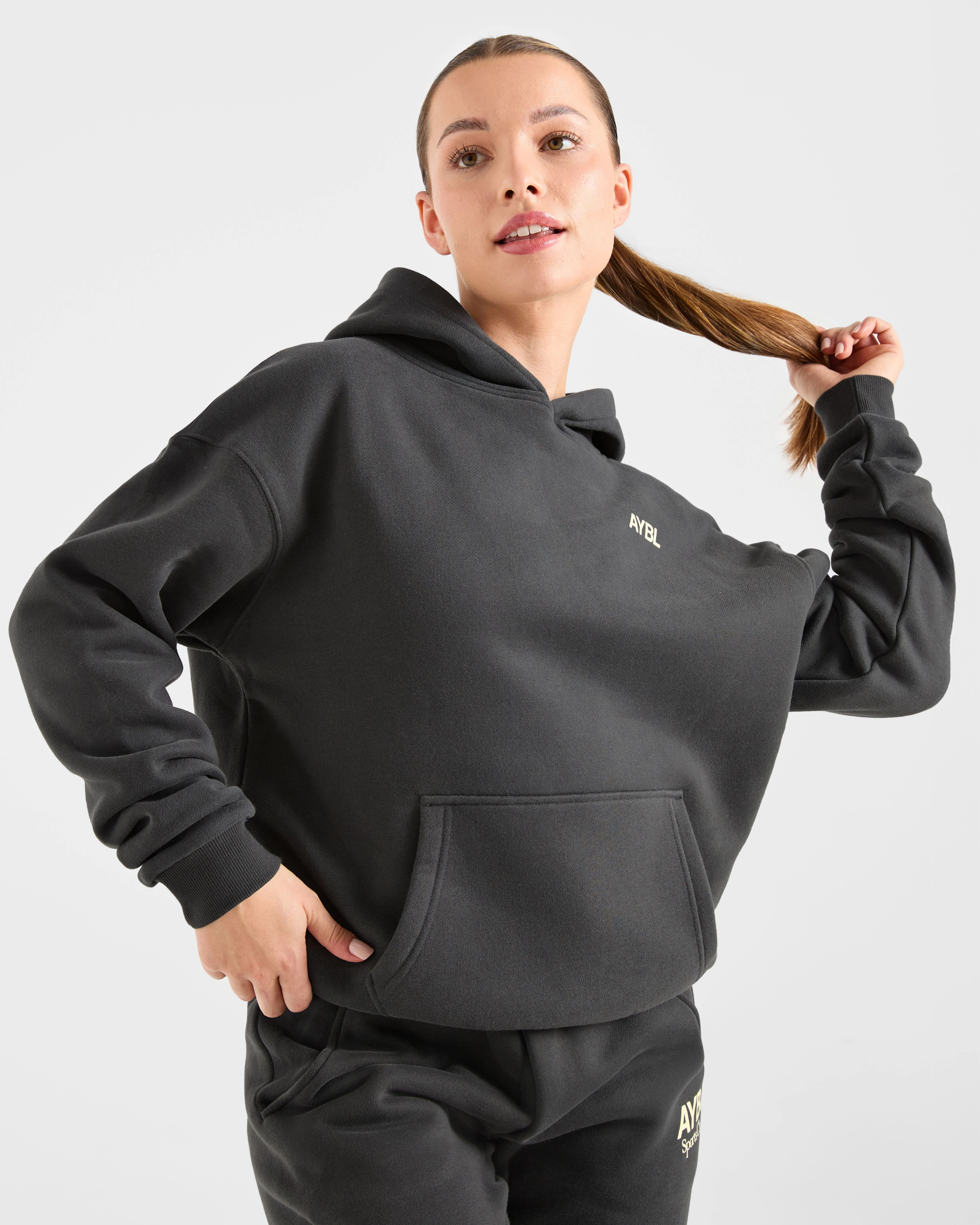 AYBL Sports Club Oversized Hoodie - Charcoal/Geel - Image 7
