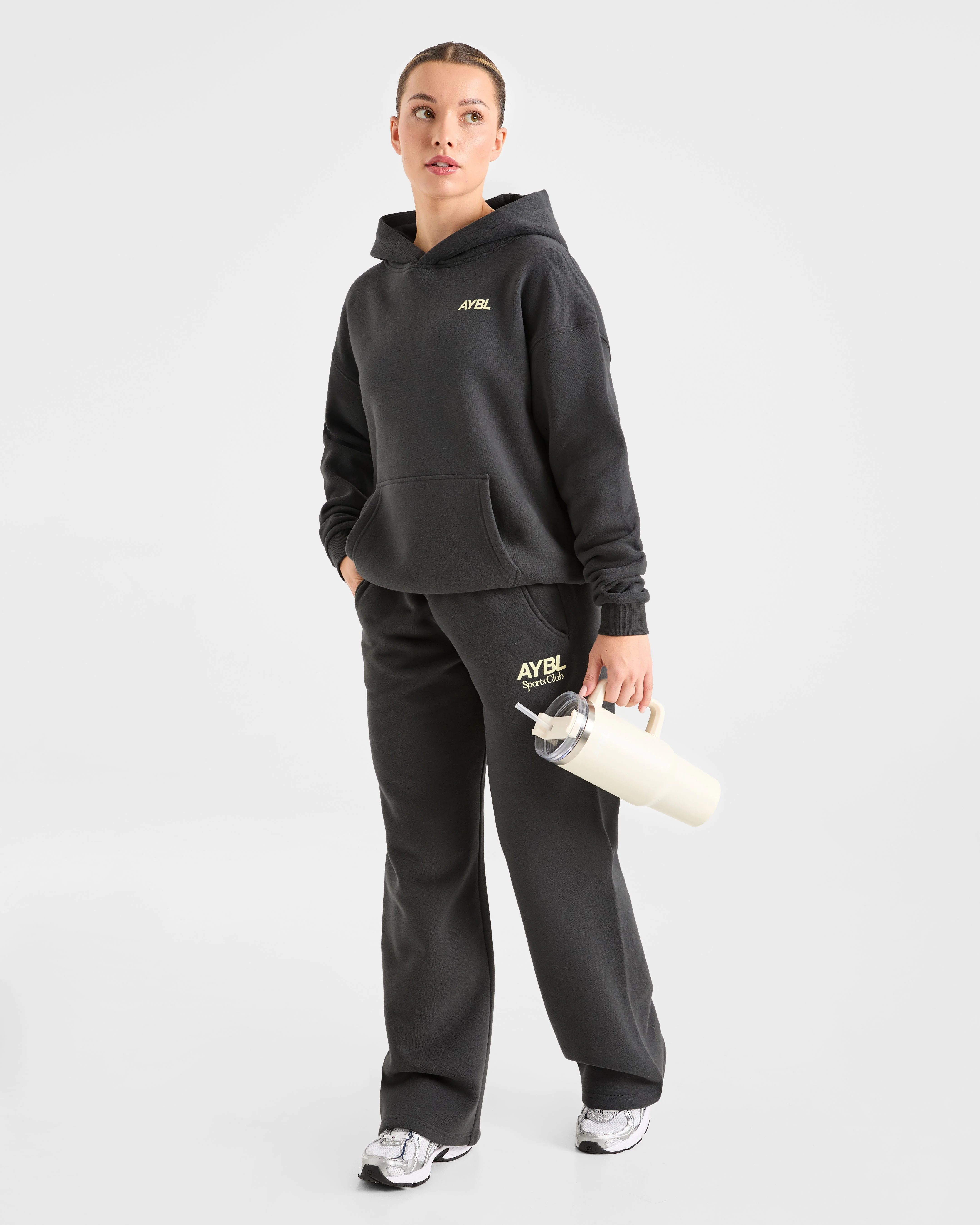 AYBL Sports Club Oversized Hoodie - Charcoal/Geel - Image 8