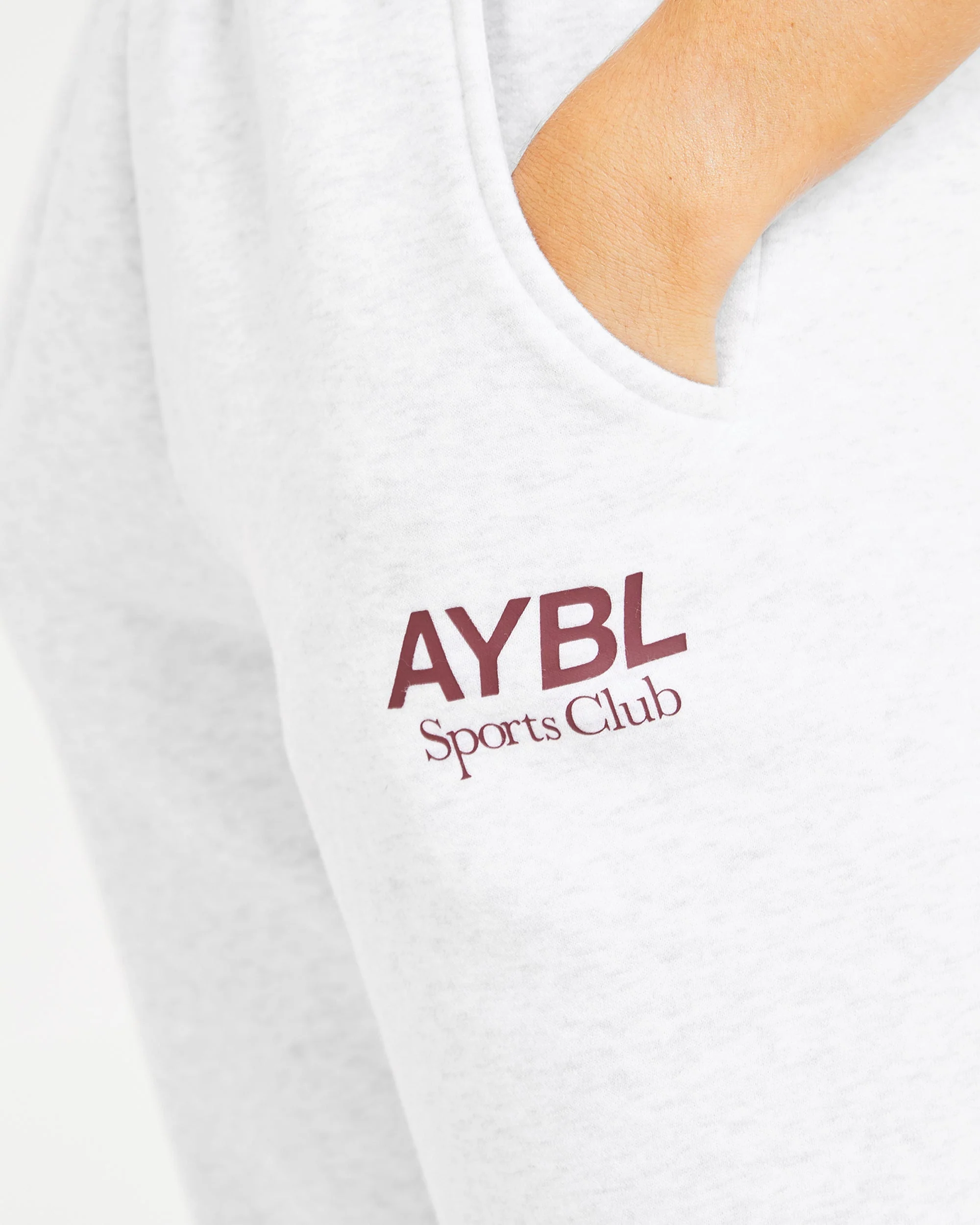 AYBL Sports Club Oversized Joggers - Grijs Marl/Burgundy - Image 6