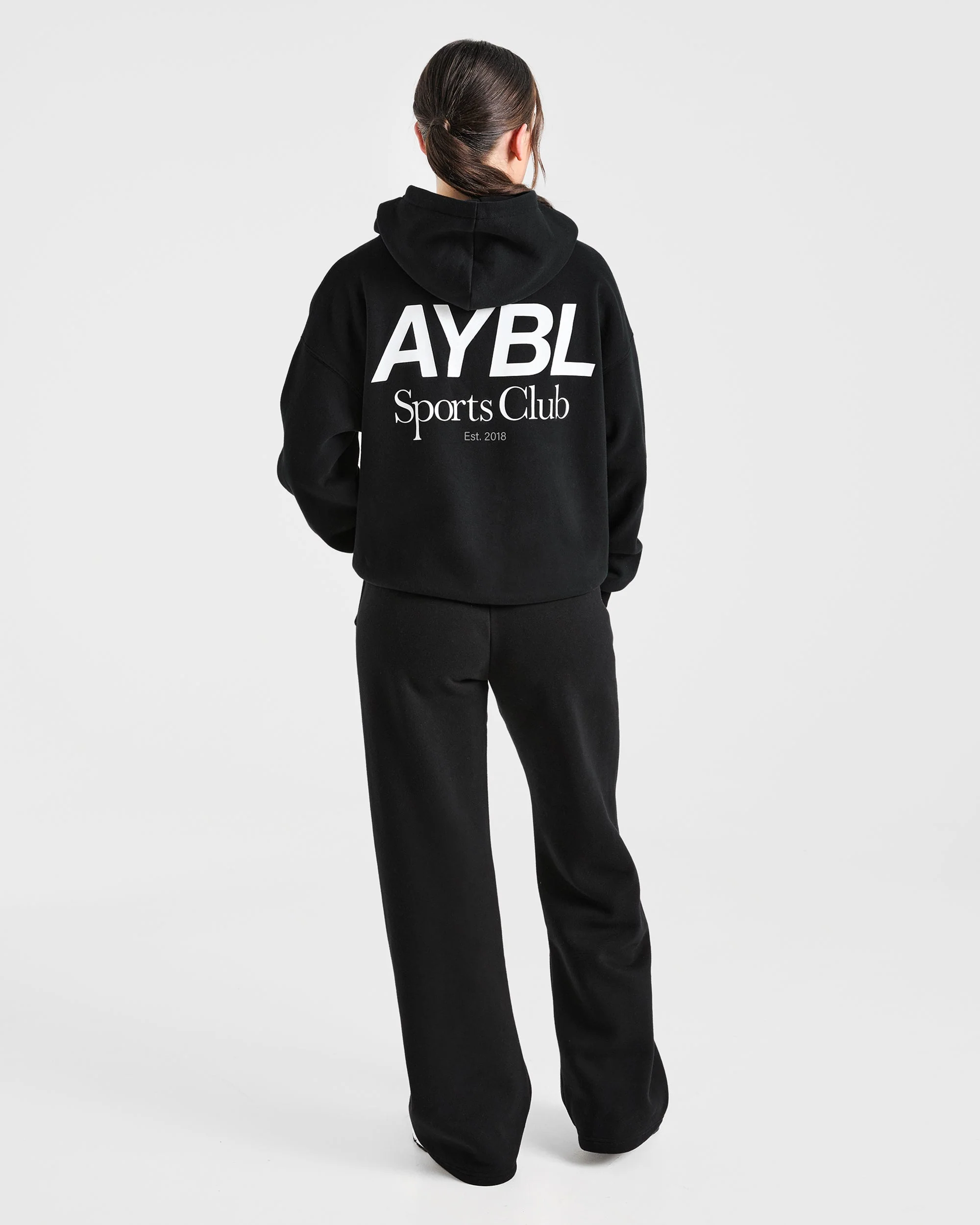 AYBL Sports Club Oversized Straight Leg Joggers -Zwart/Wit - Image 4