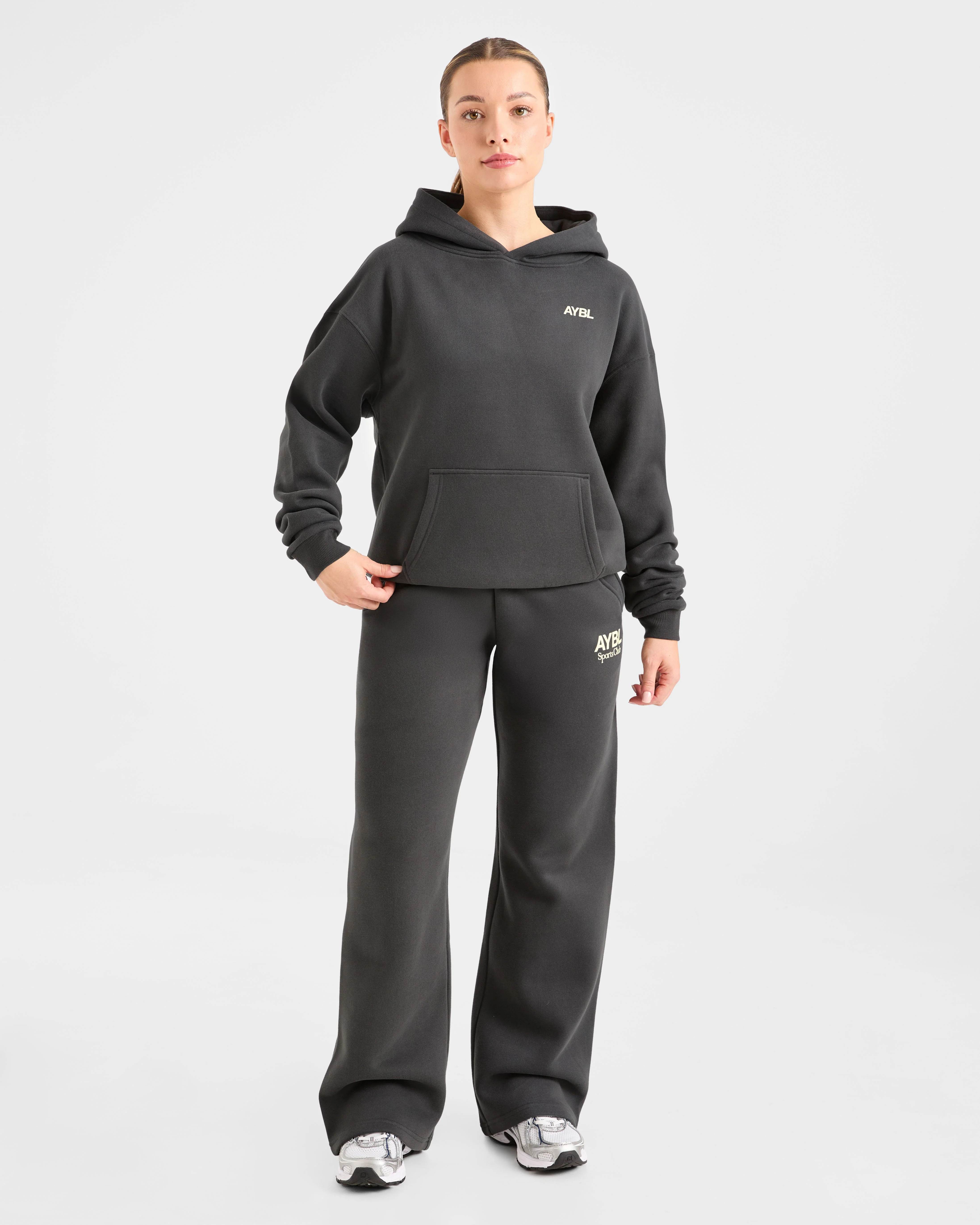 AYBL Sports Club Oversized Straight Leg Joggers - Charcoal/Geel - Image 3