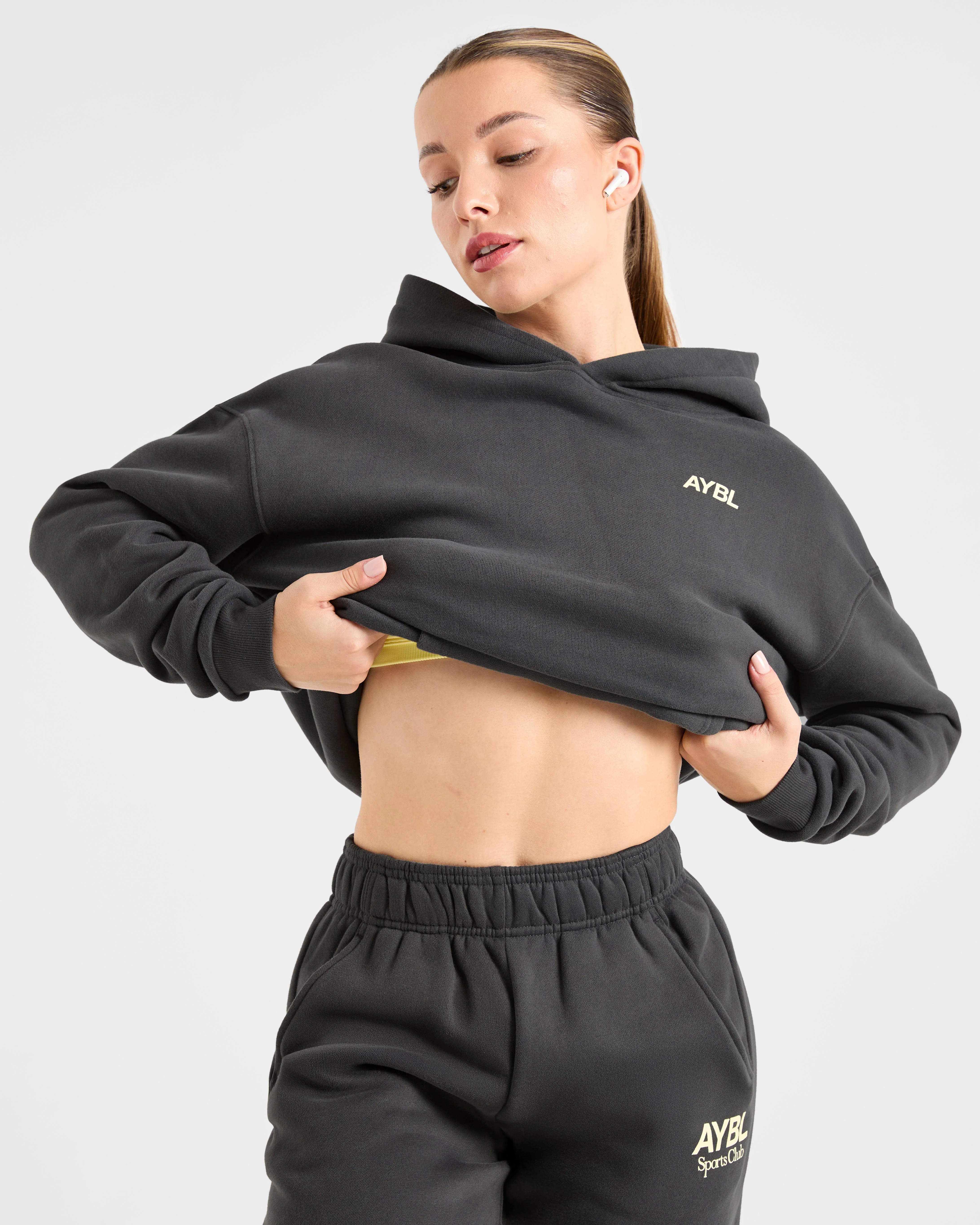AYBL Sports Club Oversized Straight Leg Joggers - Charcoal/Geel - Image 7