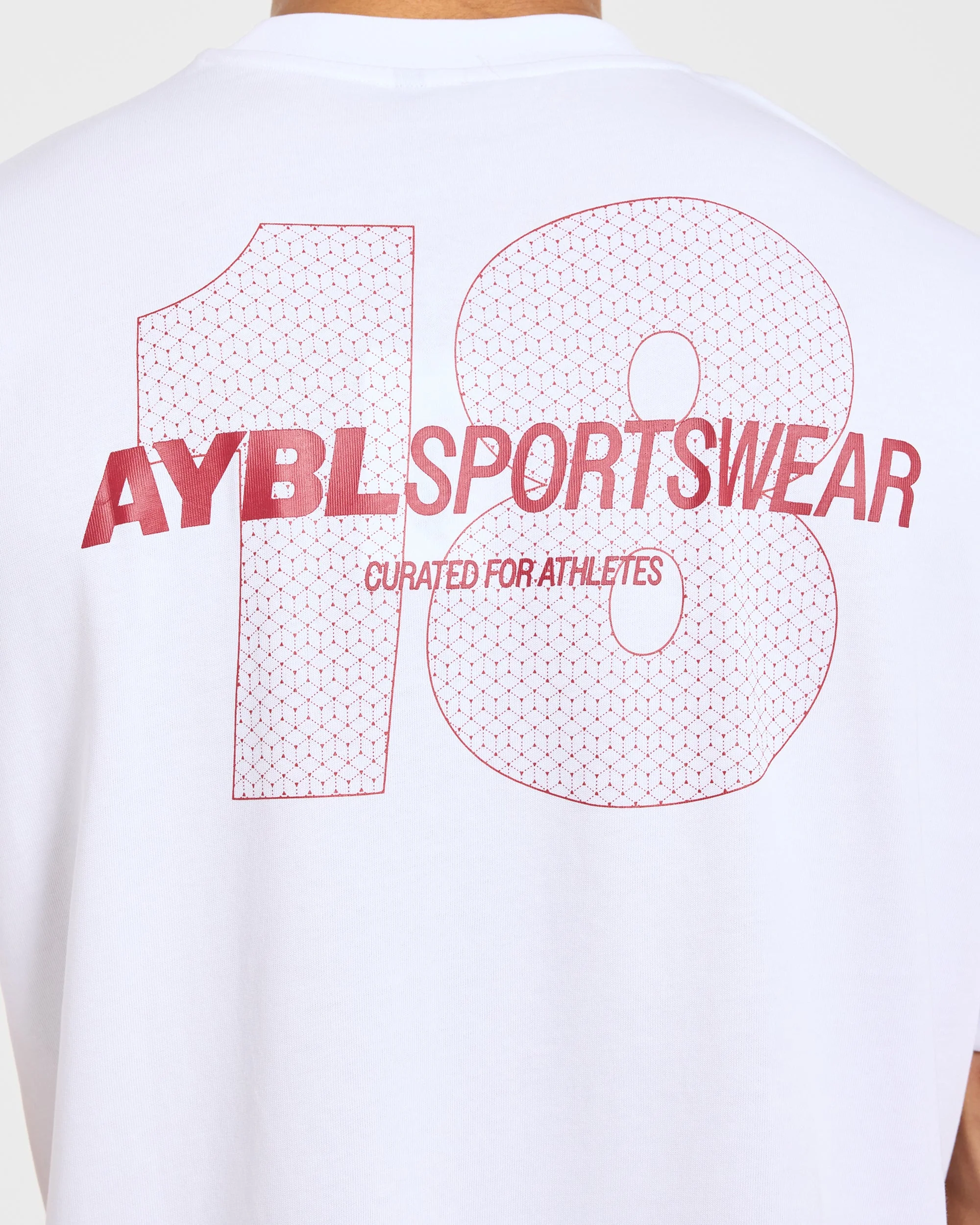 AYBL Sportswear 18 Oversized T Shirt - Wit/Rood - Image 5