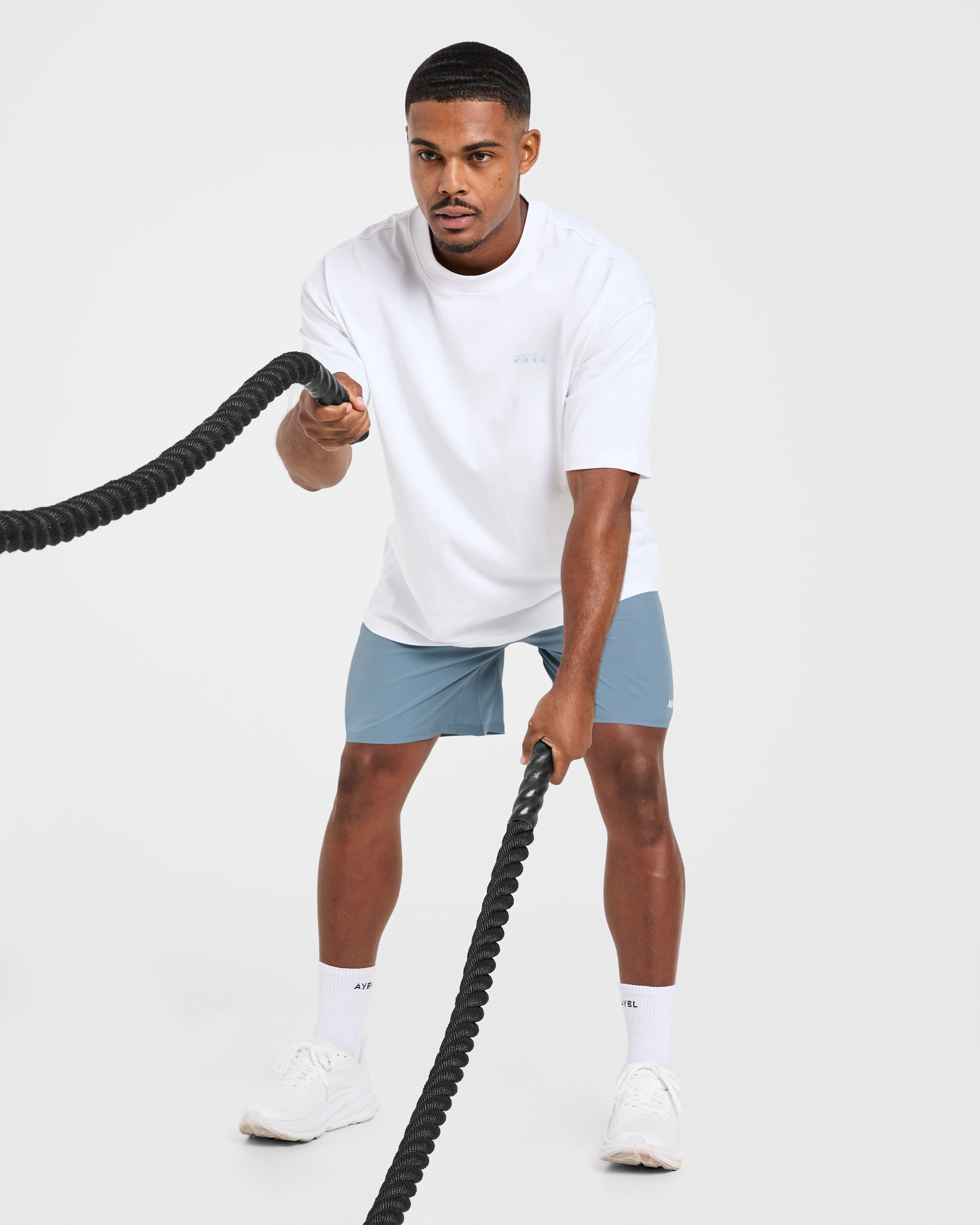 AYBL Strength Club Oversized T Shirt - Wit/Blauw - Image 7