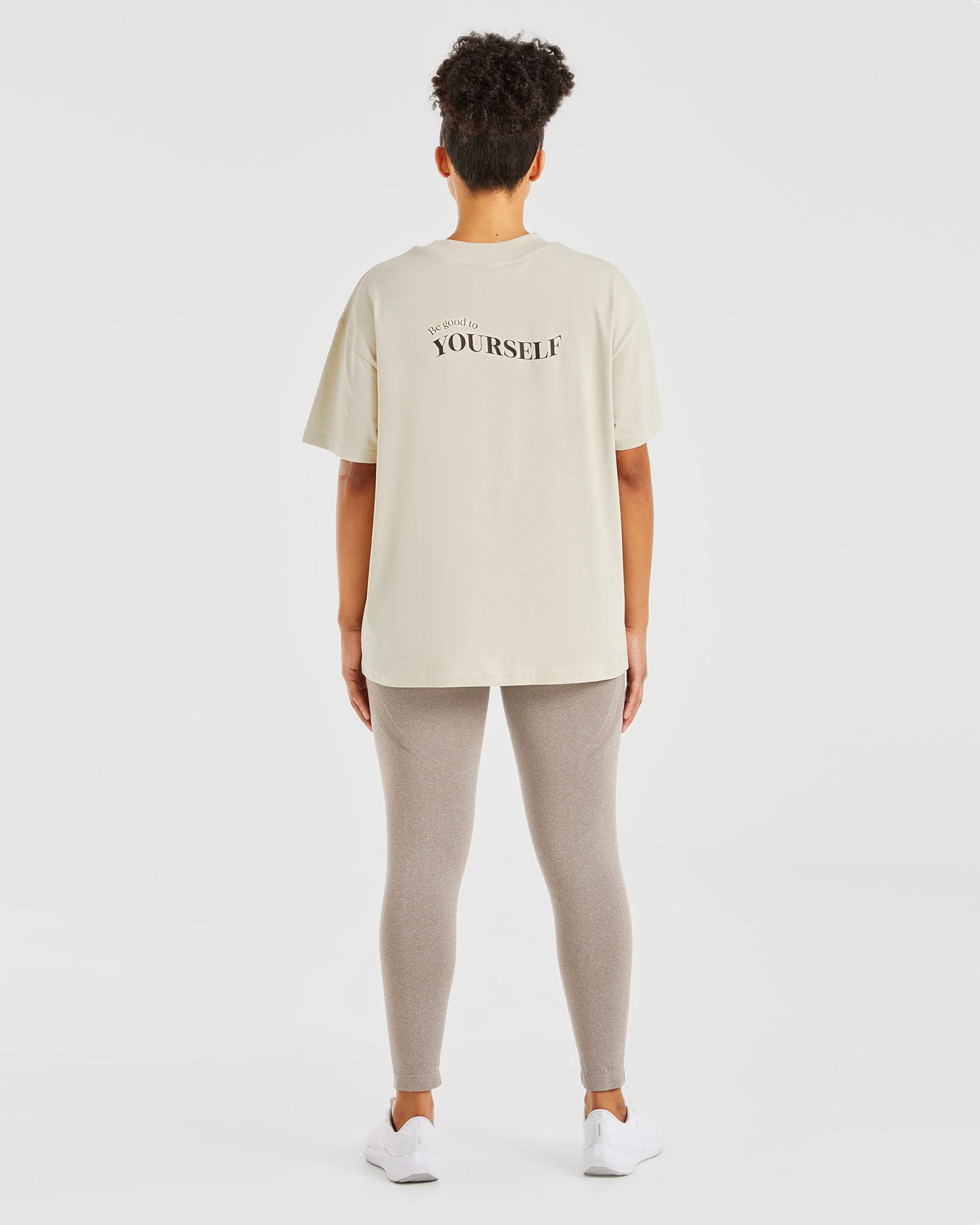 Be Good To Yourself Oversized T Shirt - Beige/Bruin - Image 4