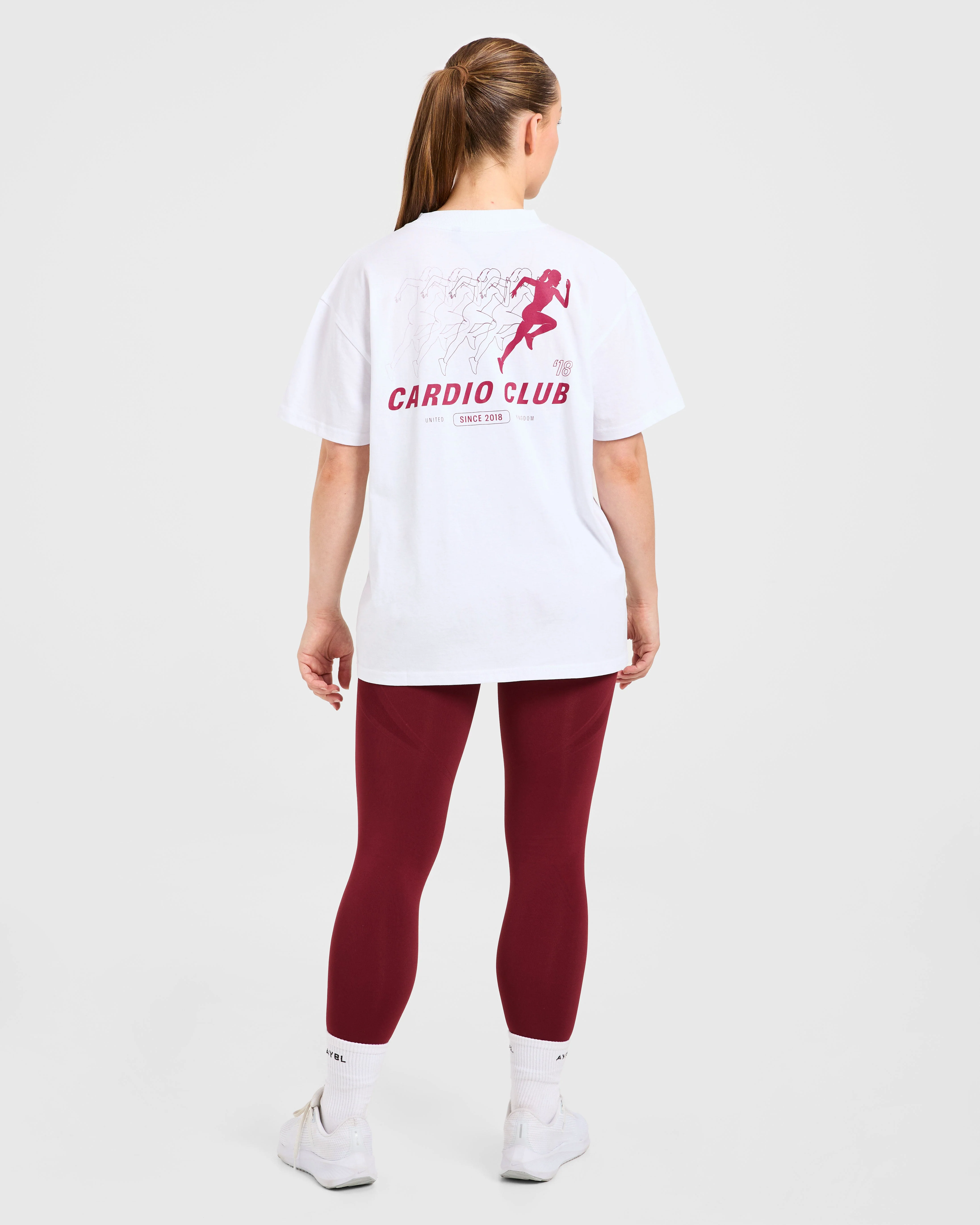 Cardio Club Oversized T Shirt - Wit/Burgundy - Image 4