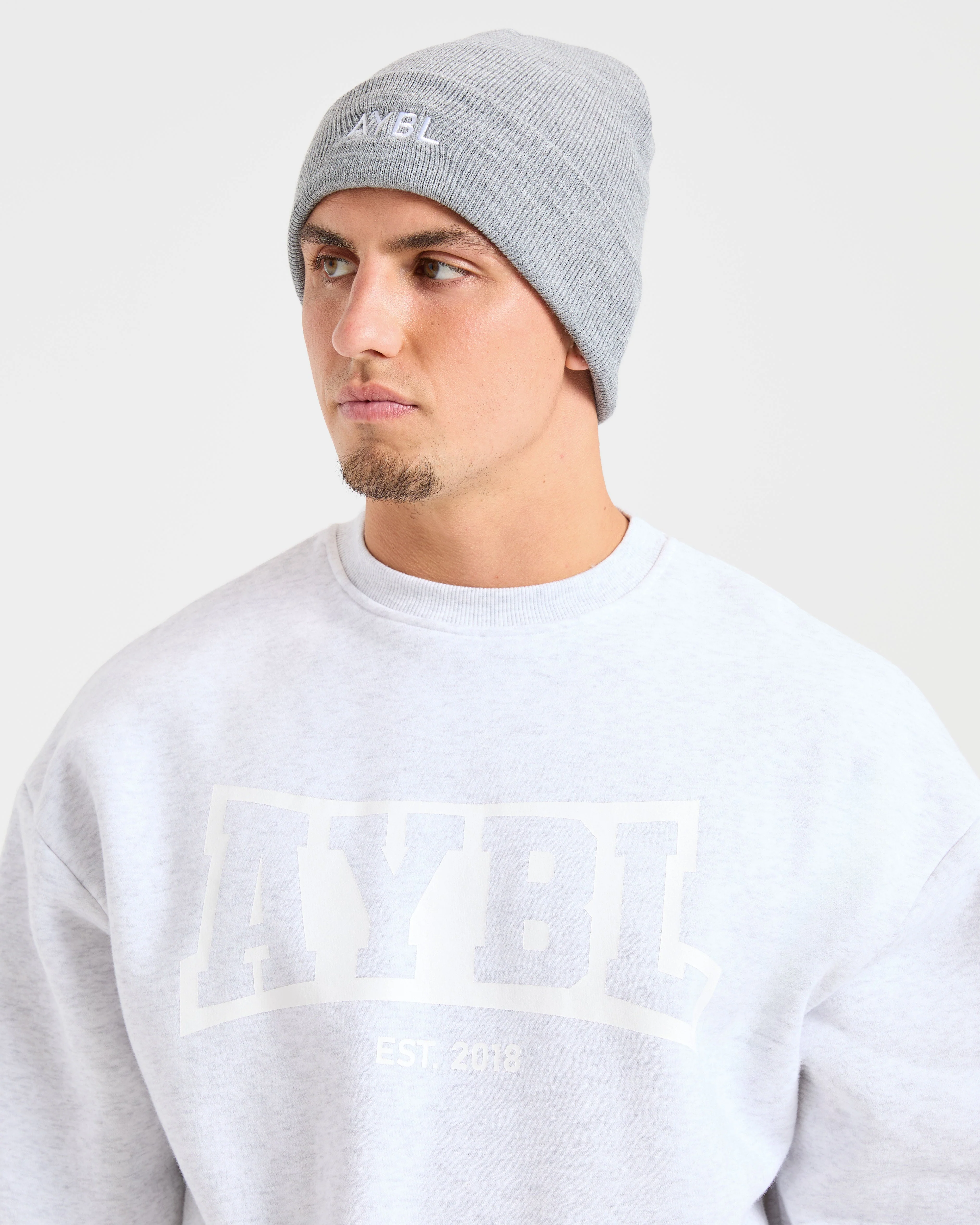 Embroidered Beanie - Grijs Marl - Image 6