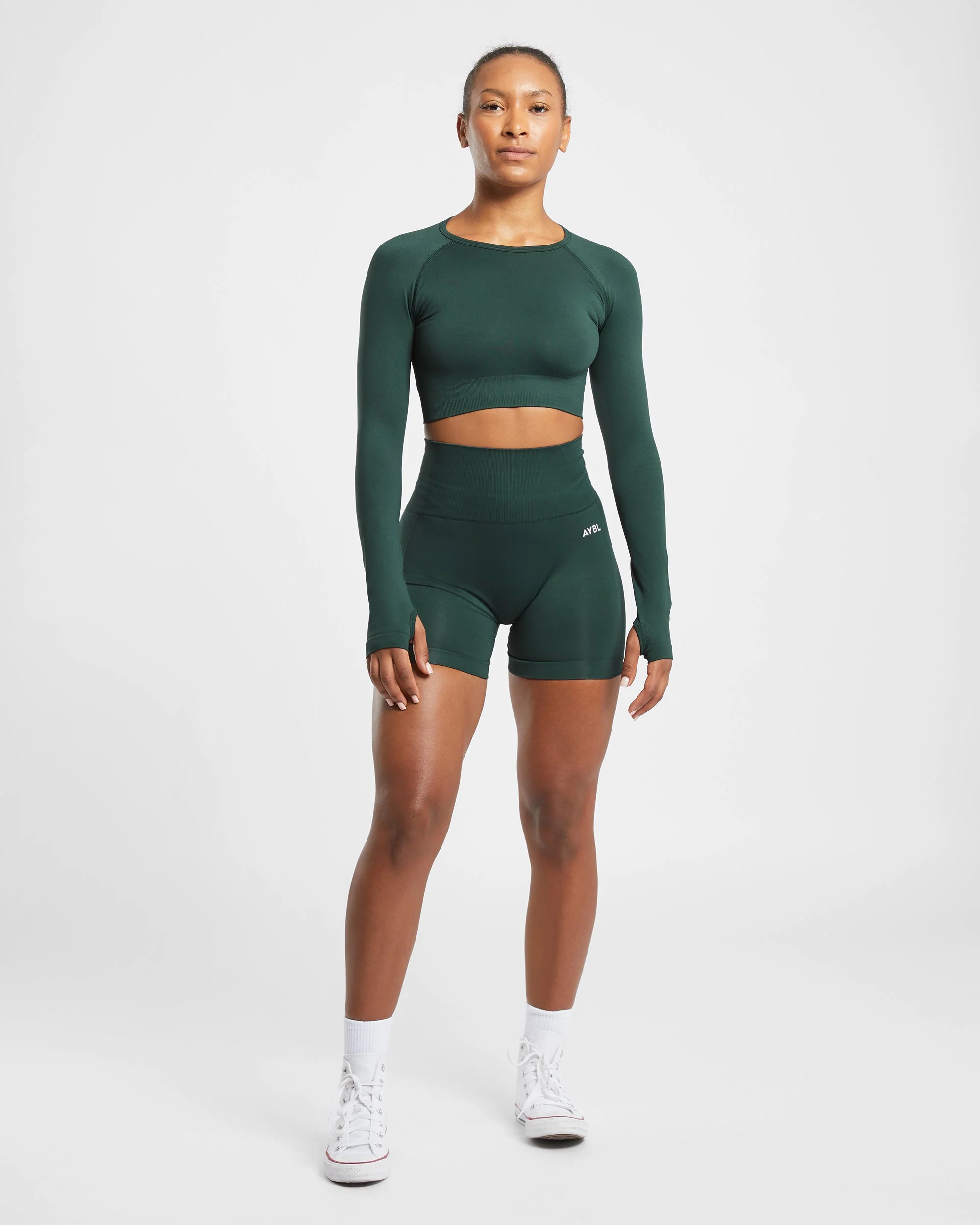 Empower Seamless Long Sleeve Crop Top - Dark Groen - Image 11