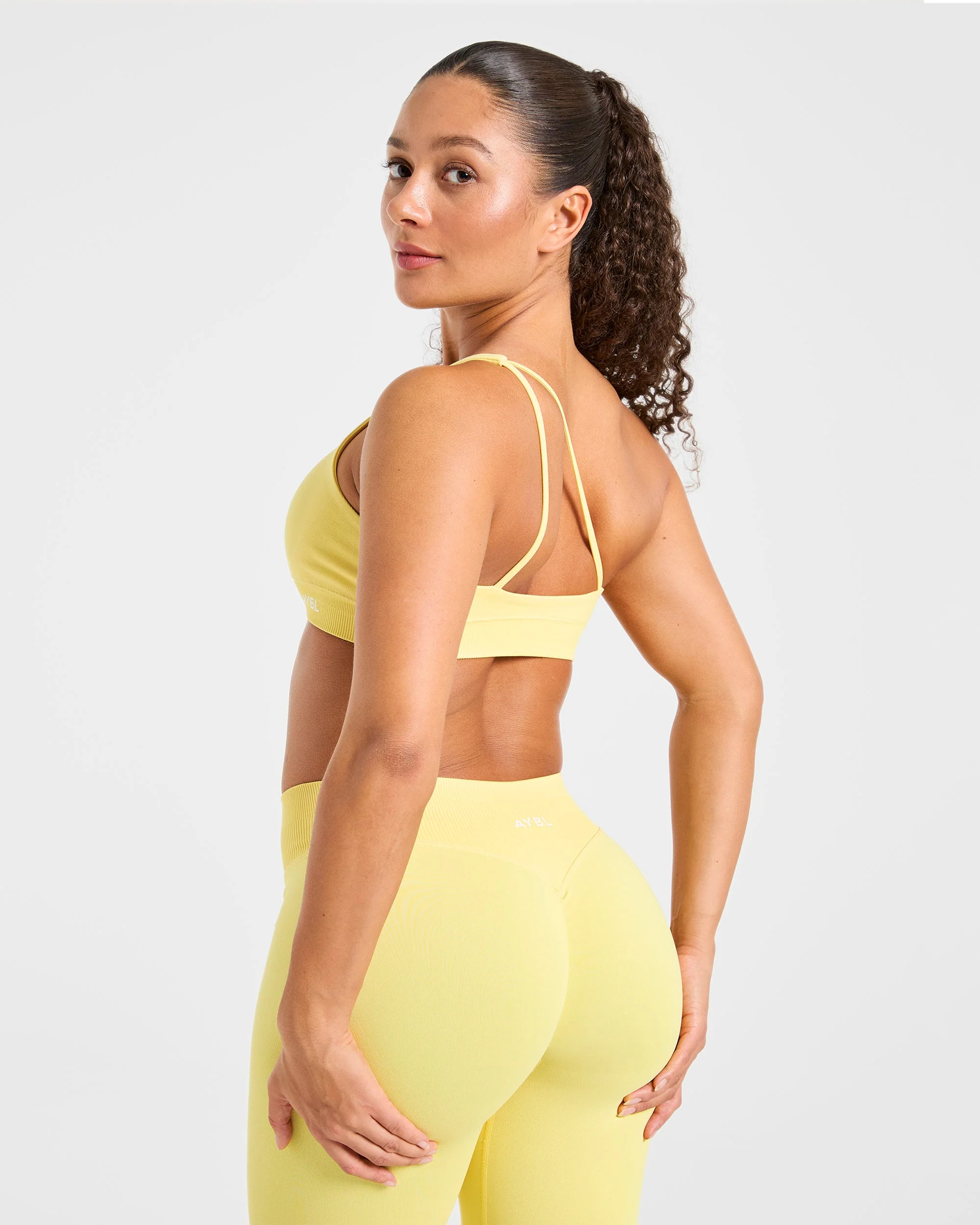 Enhance Seamless One Shoulder Sports Bra - Bright Geel - Image 7