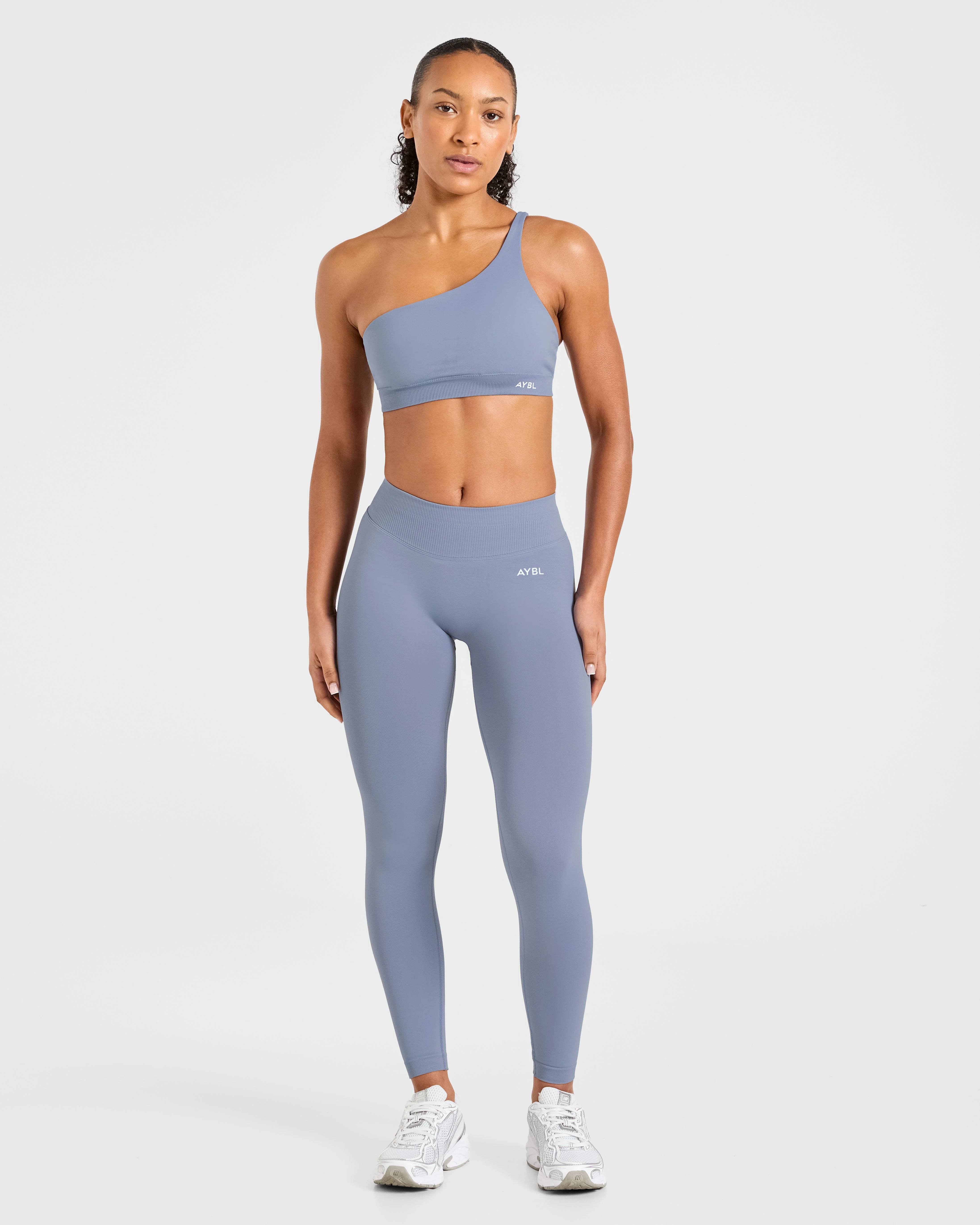 Enhance Seamless One Shoulder Sports Bra - Slate Blauw - Image 3