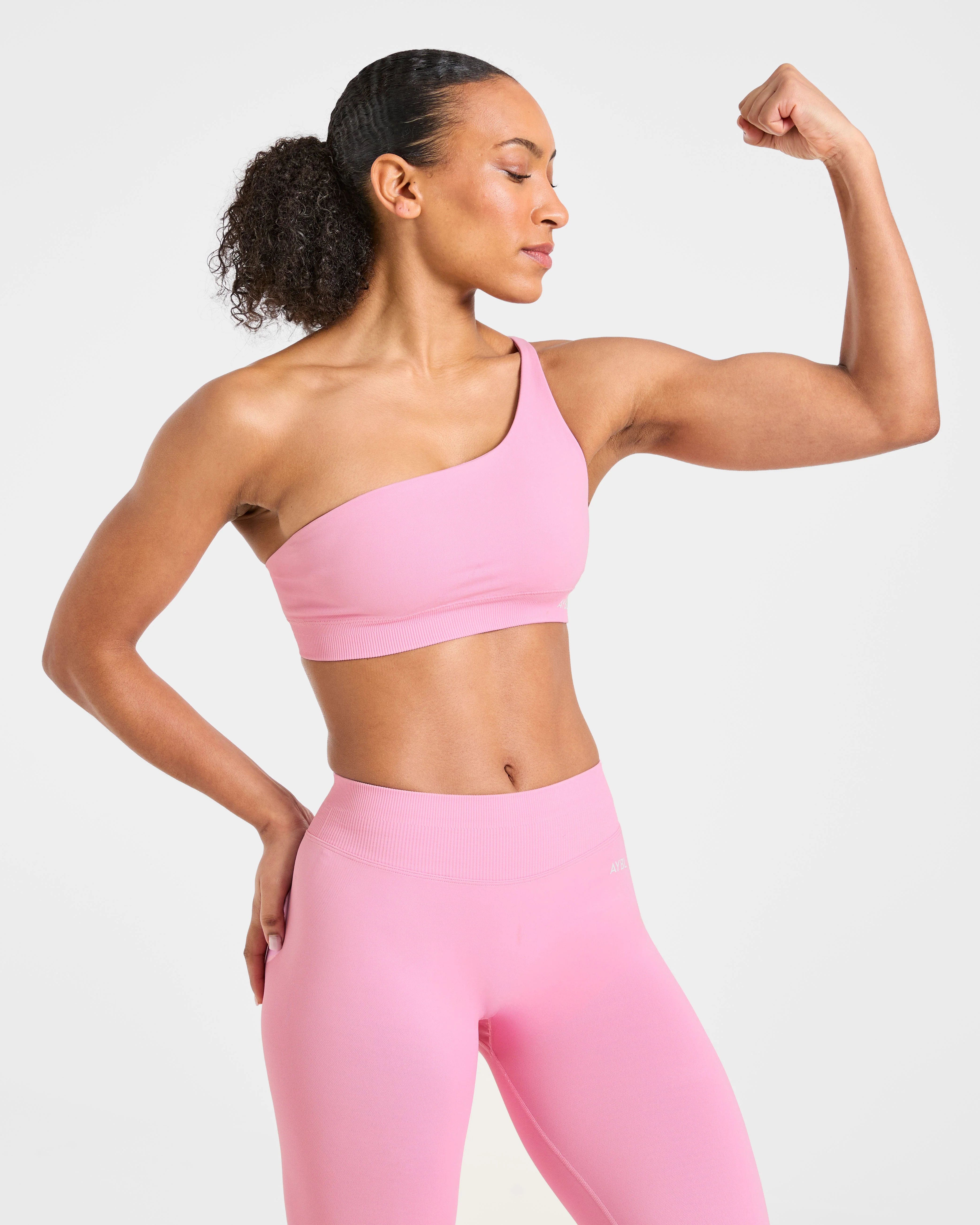 Enhance Seamless One Shoulder Sports Bra - Sugar Roze - Image 8