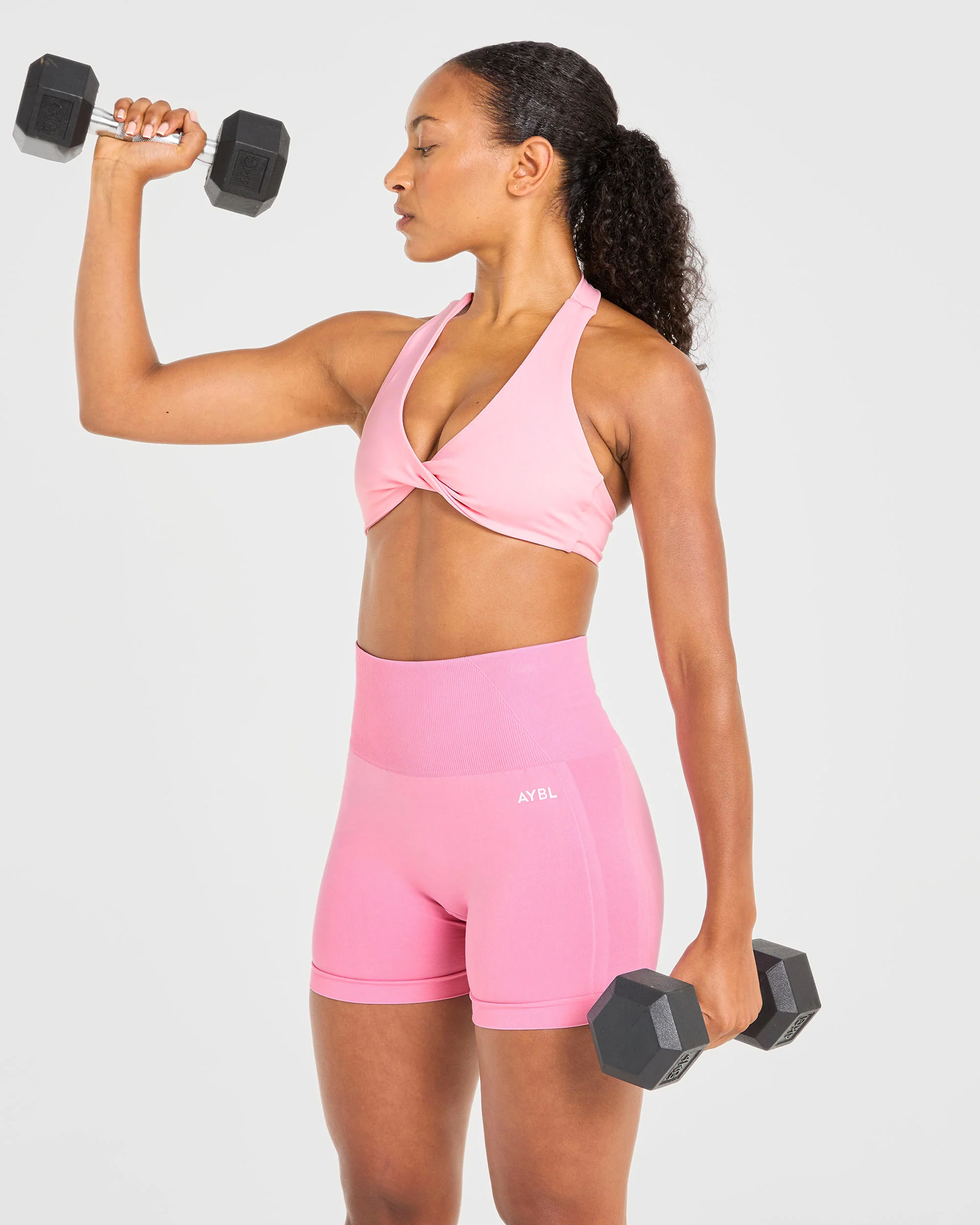 Essential Halterneck Sports Bra - Baby Roze - Image 5