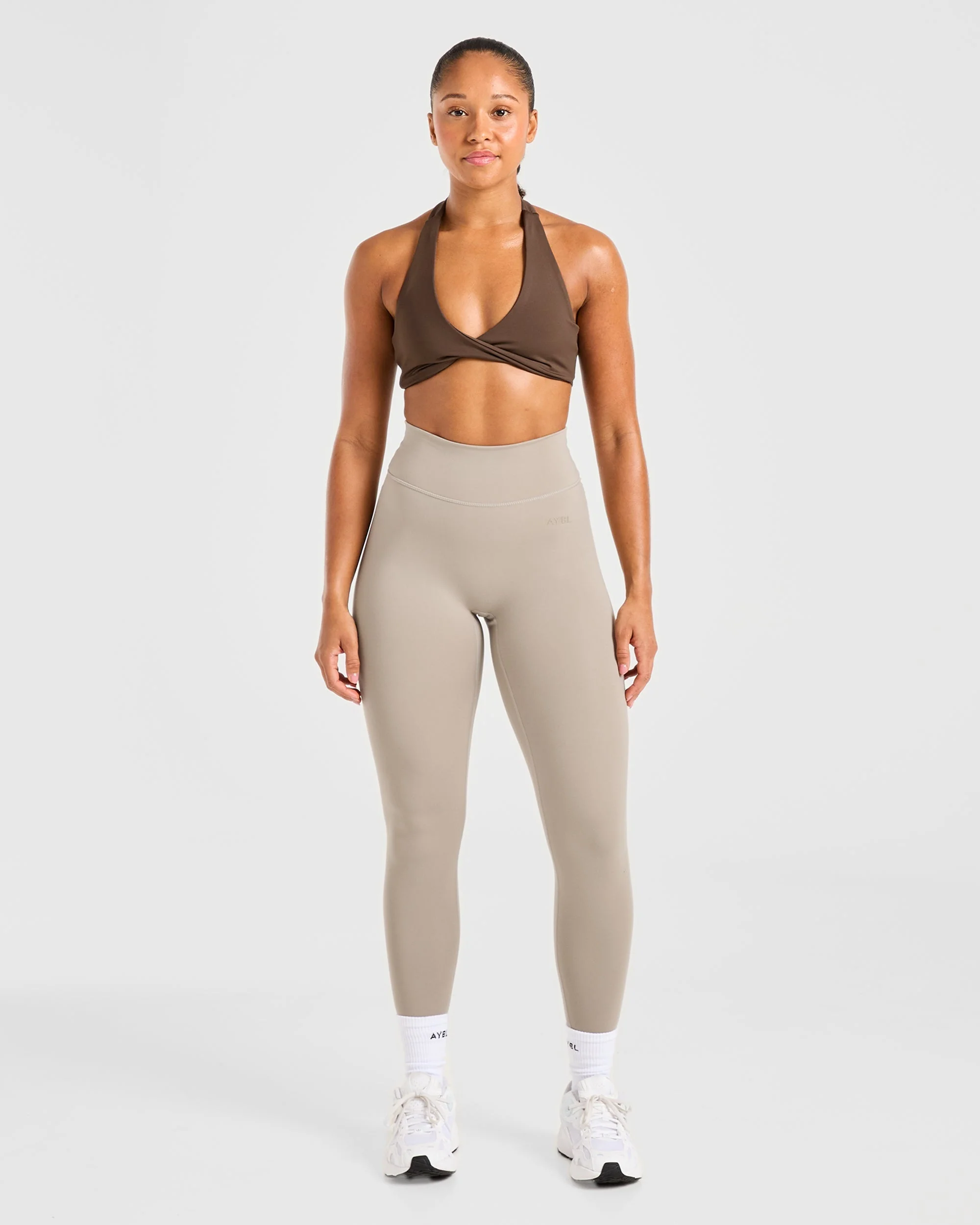 Essential Halterneck Sports Bra - Deep Cocoa Bruin - Image 3