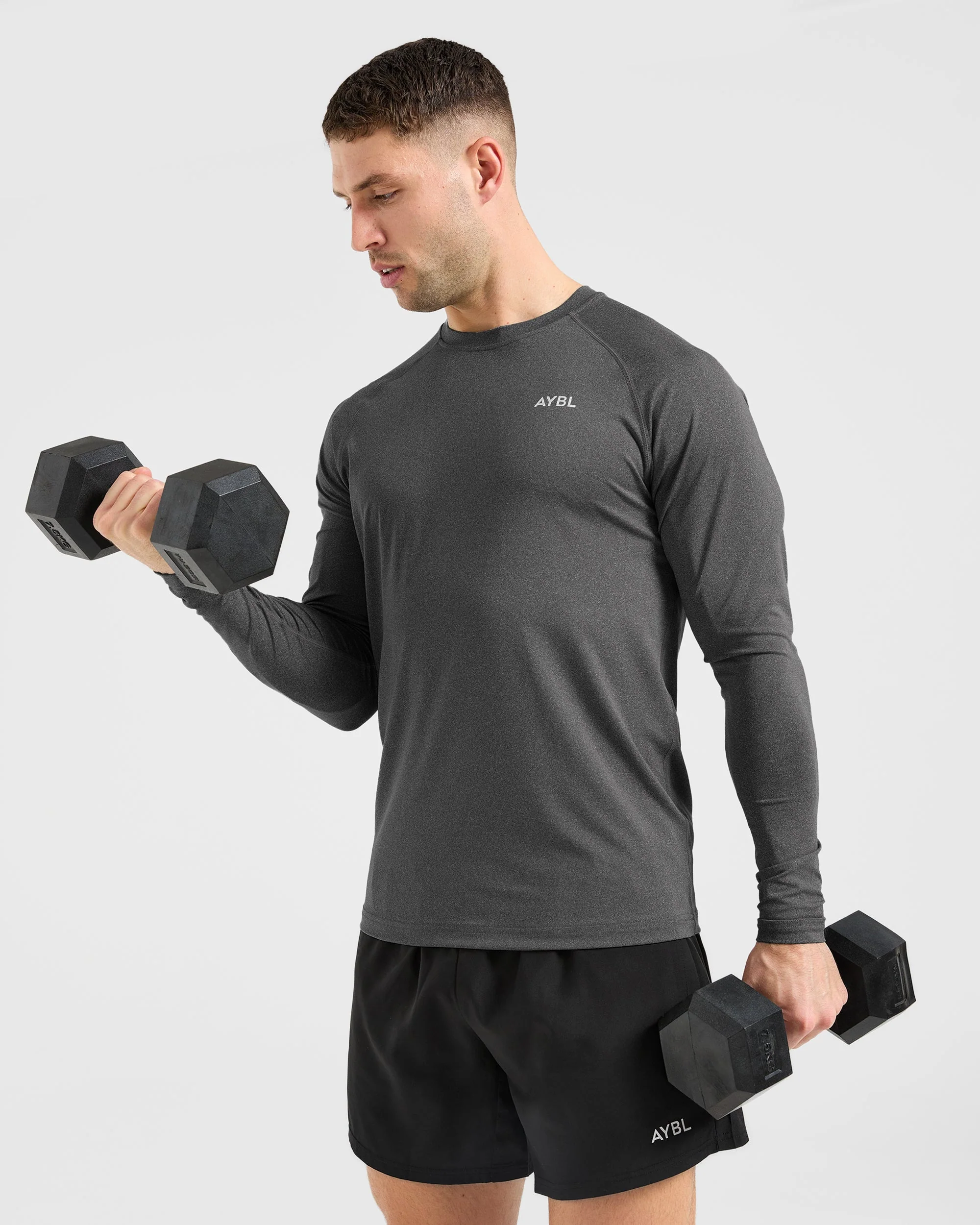 Essential Long Sleeve T Shirt - Grijs Marl - Image 7