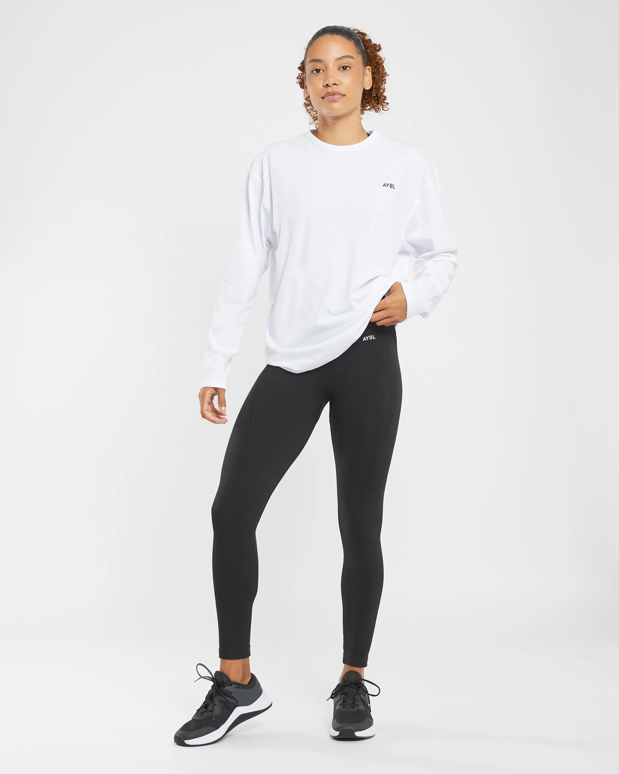 Essential Oversized Long Sleeve T Shirt - Wit - Image 3