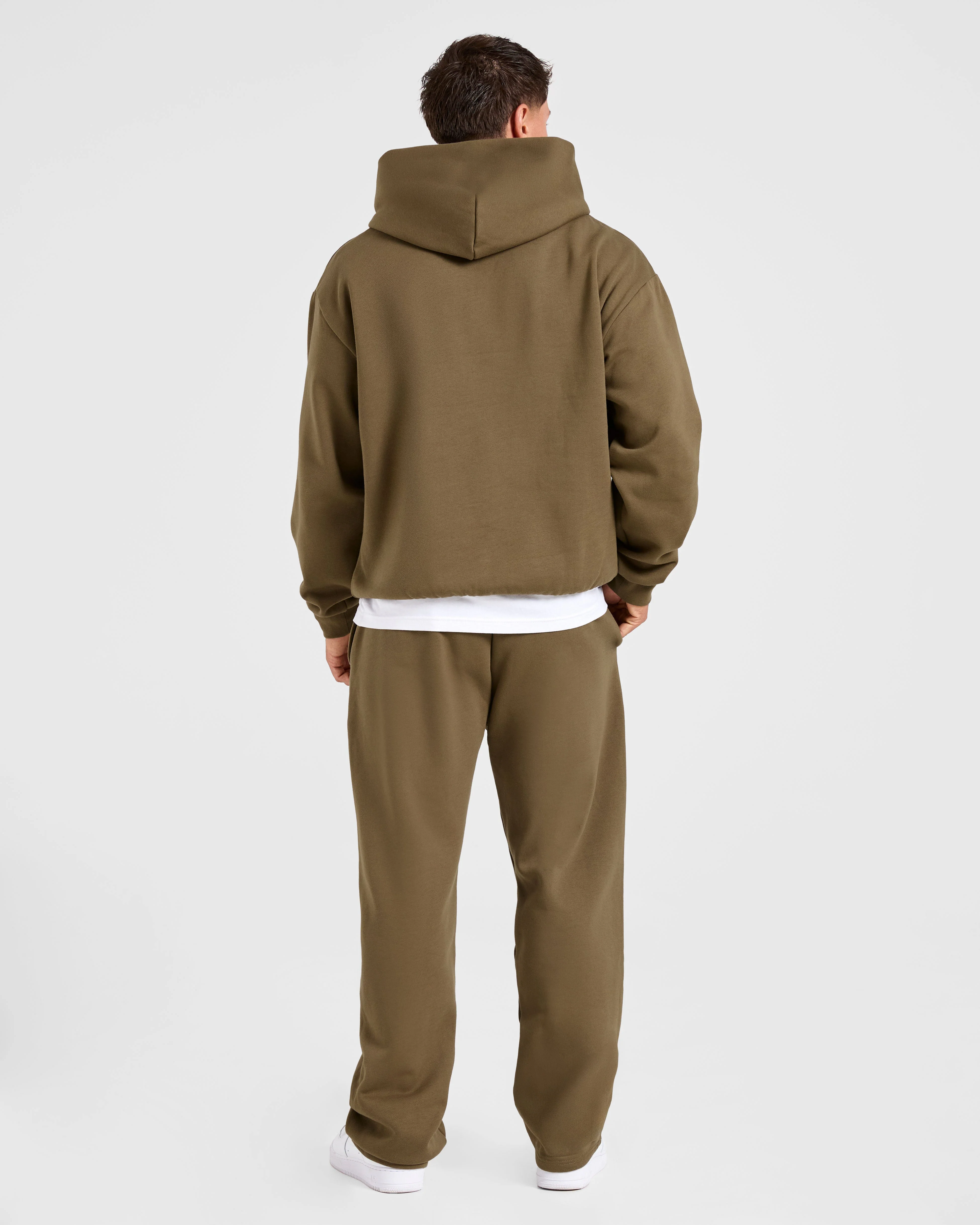 Essential Oversized Straight Leg Joggers- Olive Groen - Image 4