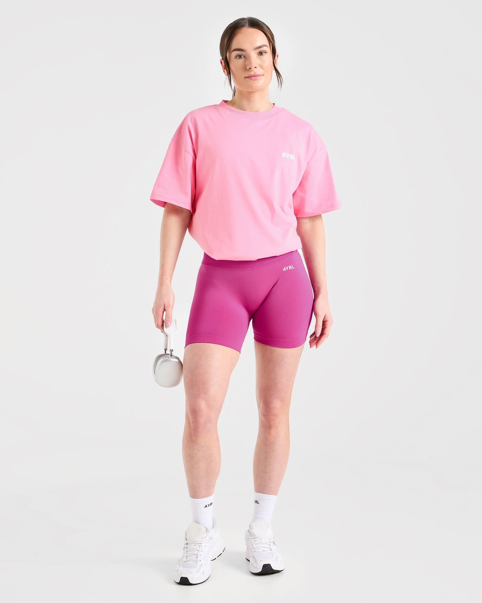 Focused Wavy Oversized T Shirt - Roze/Wit - Image 7