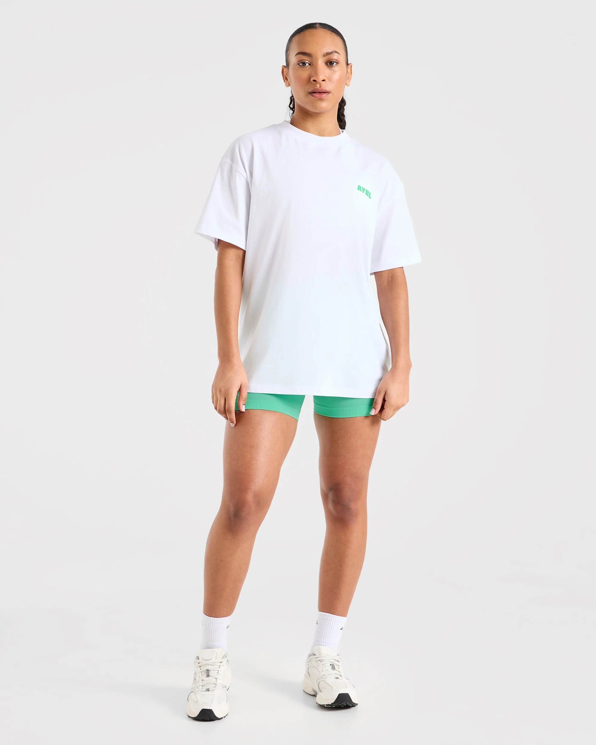 Focused Wavy Oversized T Shirt - Wit/Groen - Image 4