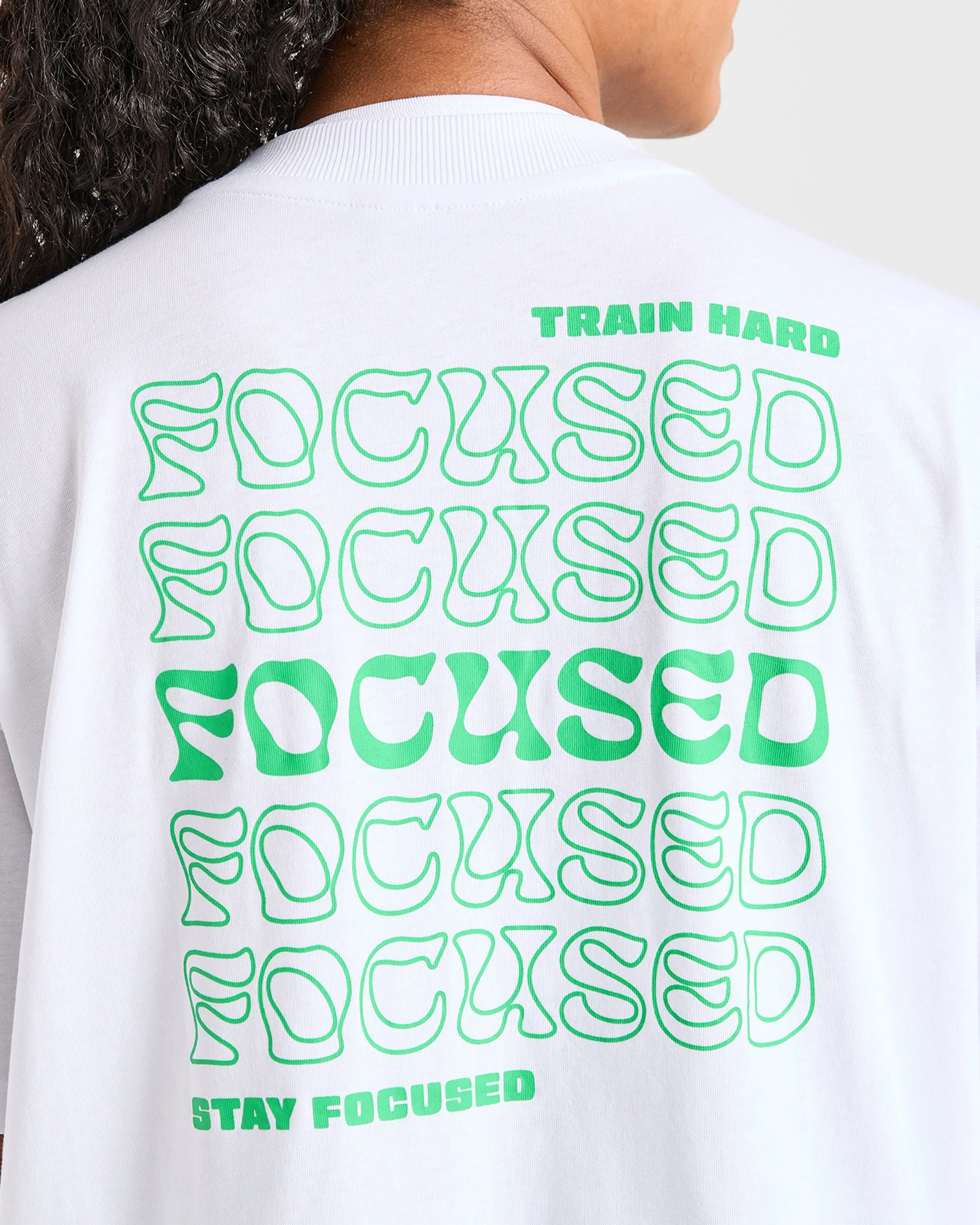 Focused Wavy Oversized T Shirt - Wit/Groen - Image 5