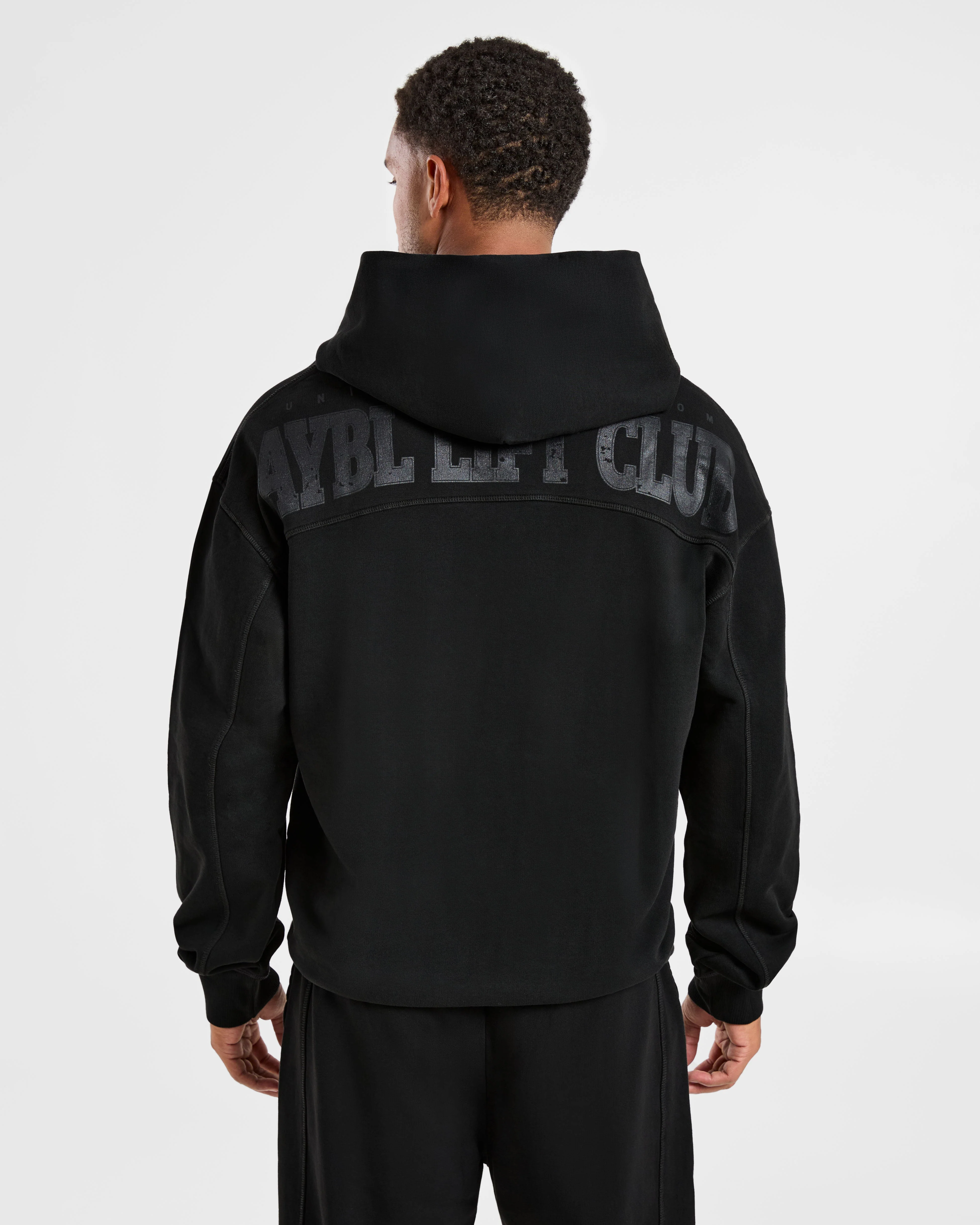 Lift Club Distressed Hoodie - Zwart/Charcoal