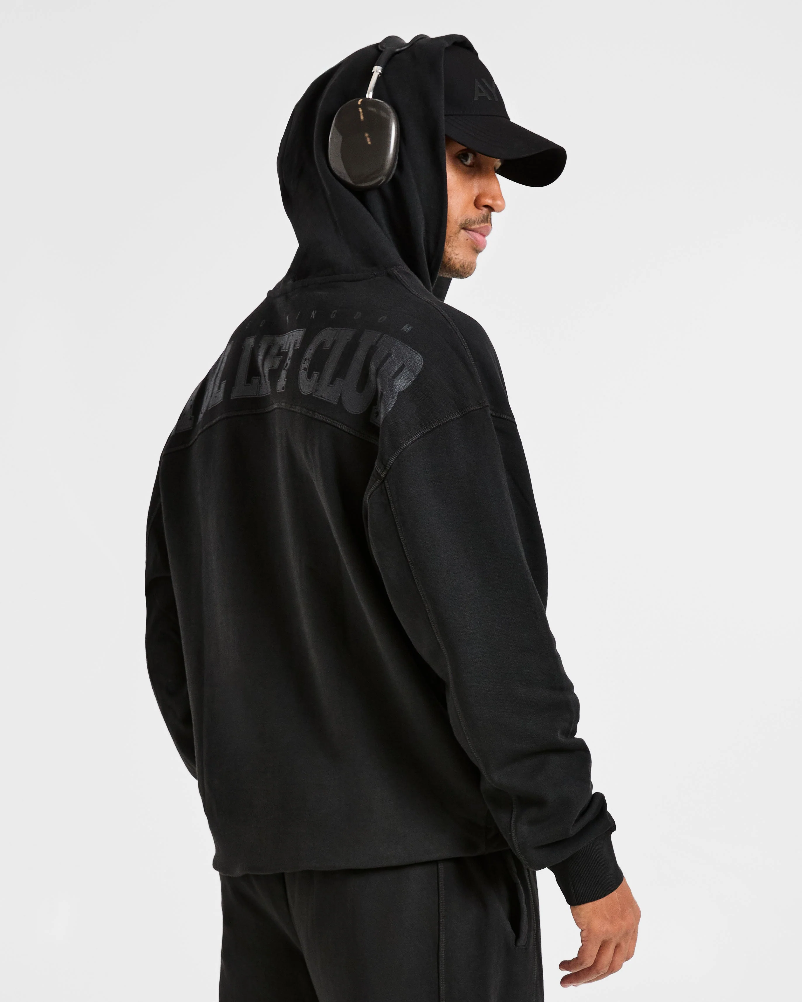 Lift Club Distressed Hoodie - Zwart/Charcoal - Image 8