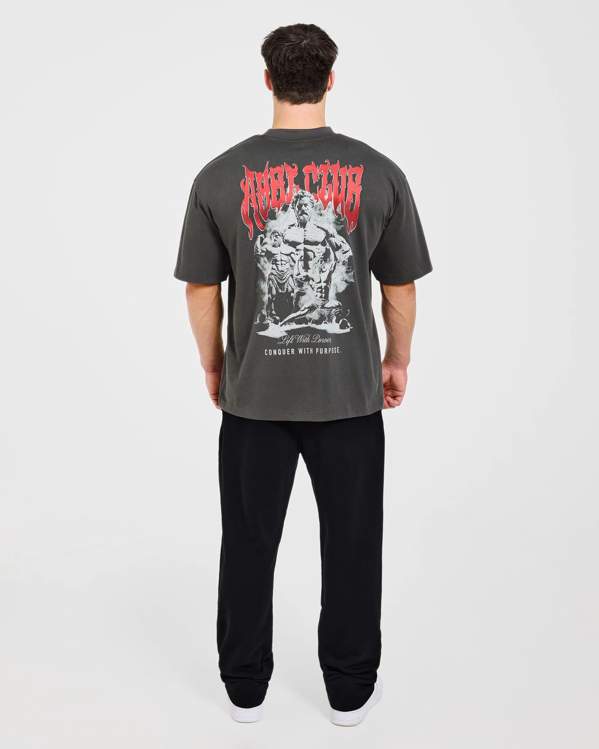 Lift Forge Oversized T Shirt - Charcoal/Rood - Image 4