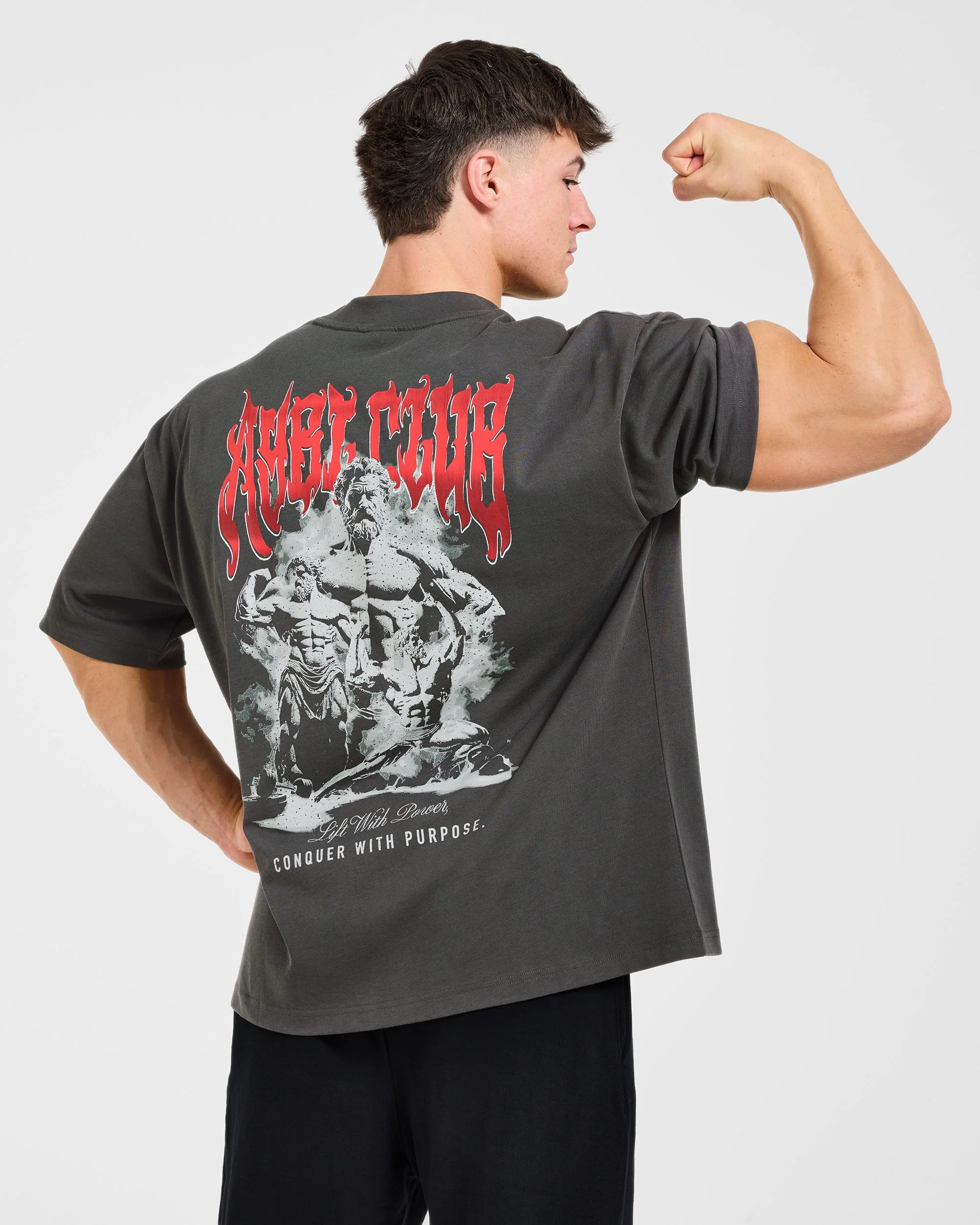 Lift Forge Oversized T Shirt - Charcoal/Rood - Image 7