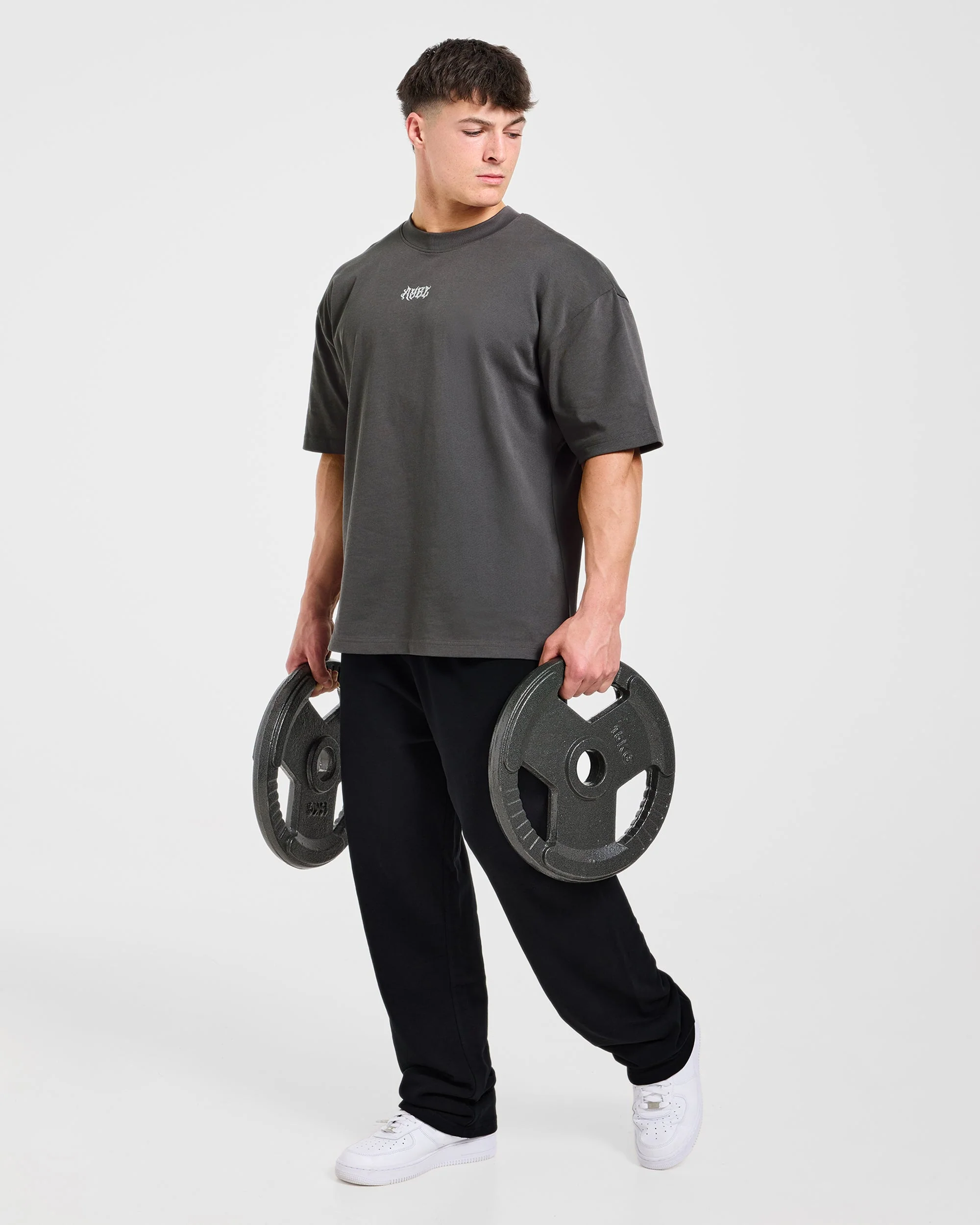 Lift Forge Oversized T Shirt - Charcoal/Rood - Image 8