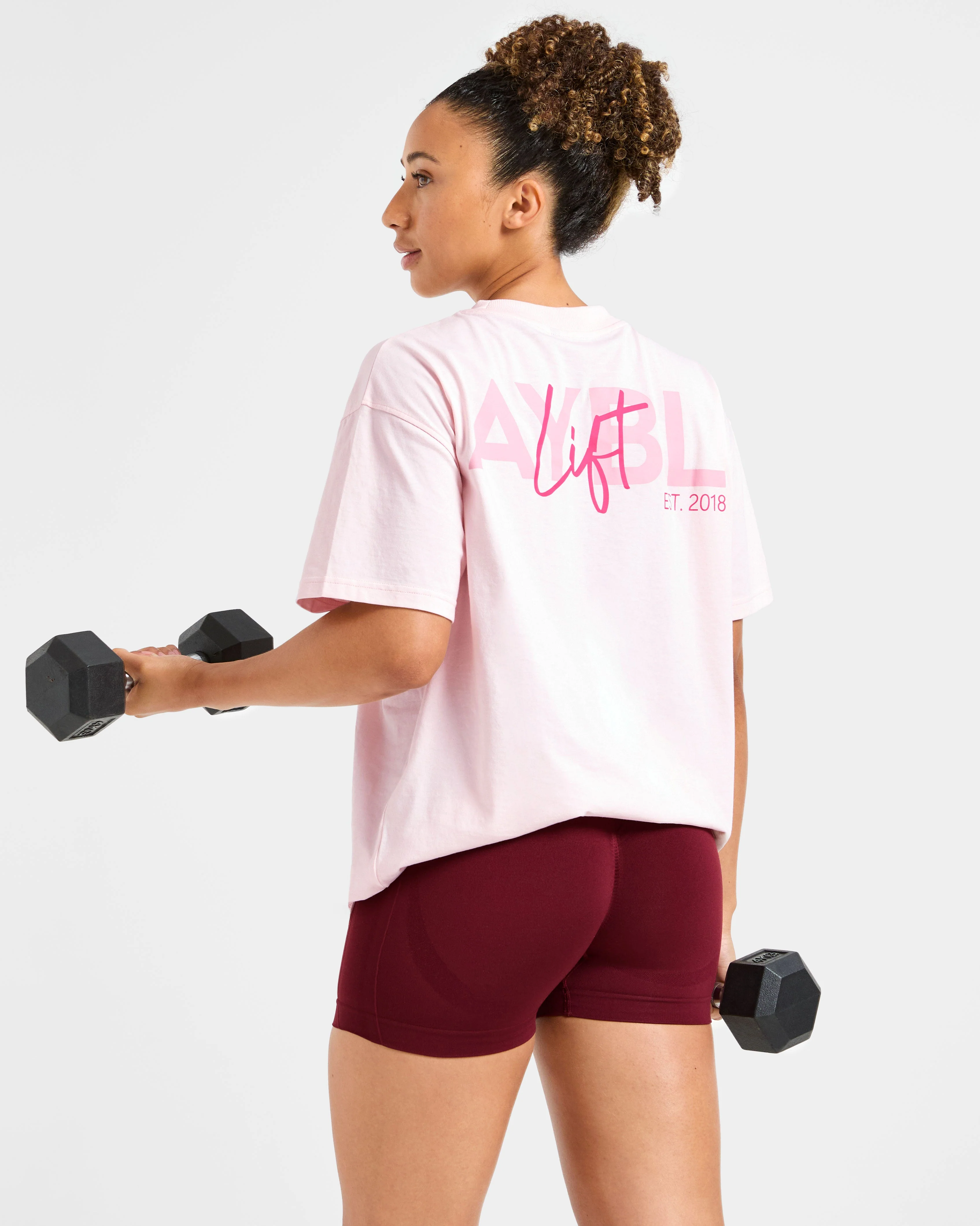 Lift Graphic Oversized T Shirt - Baby Roze - Image 8