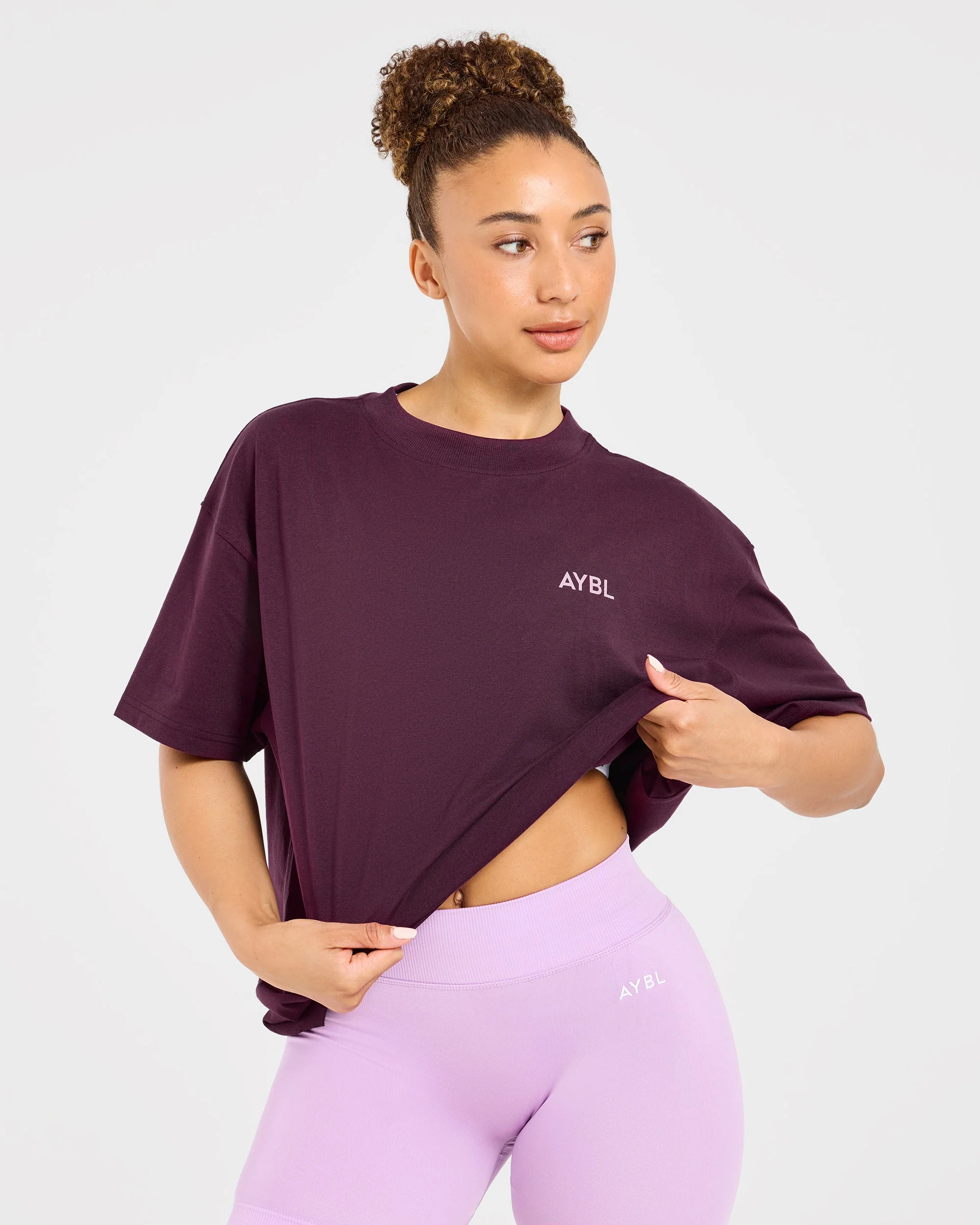 Lift Graphic Oversized T Shirt - Plum - Image 7
