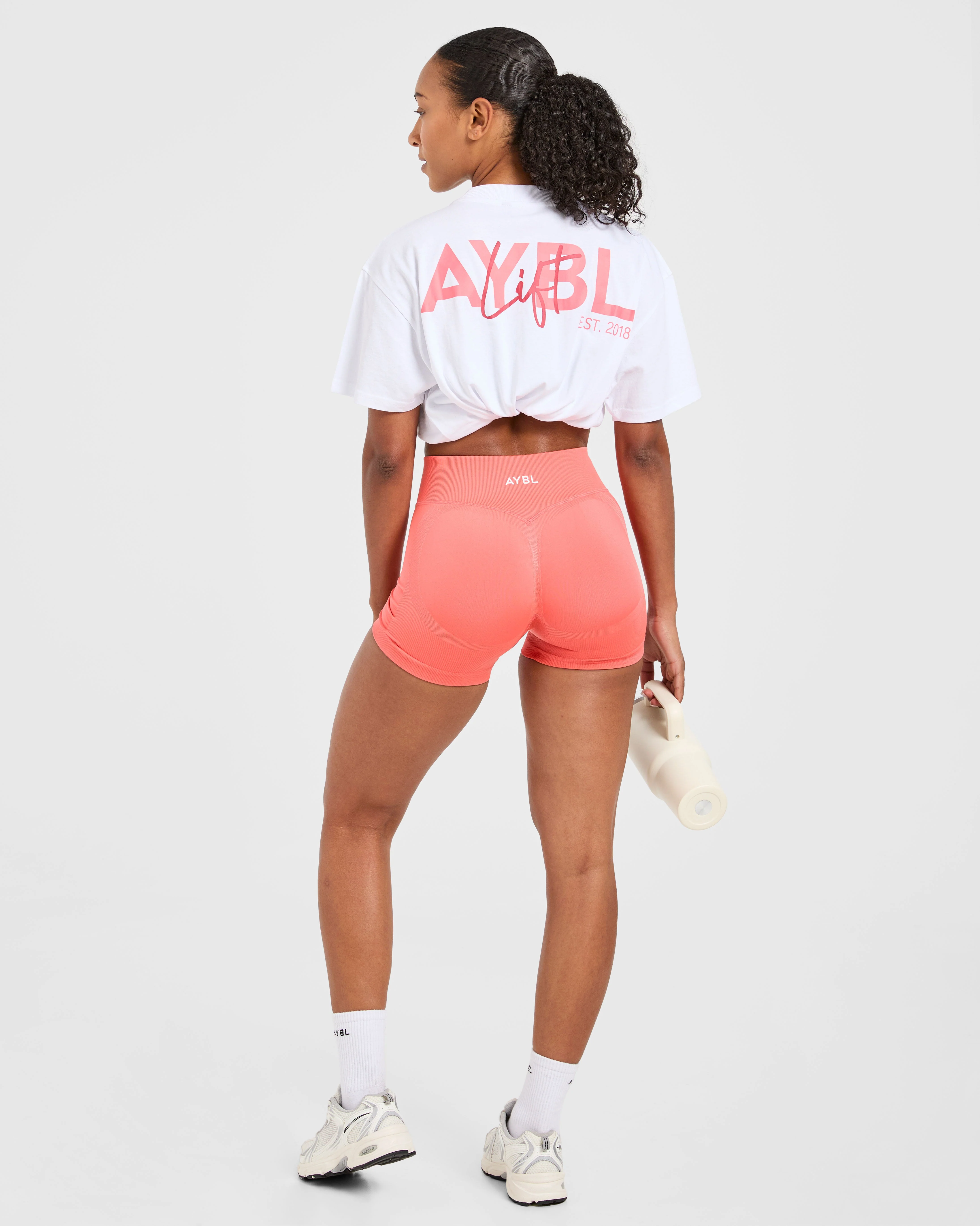 Lift Graphic Oversized T Shirt - Wit/Coral Peach - Image 8