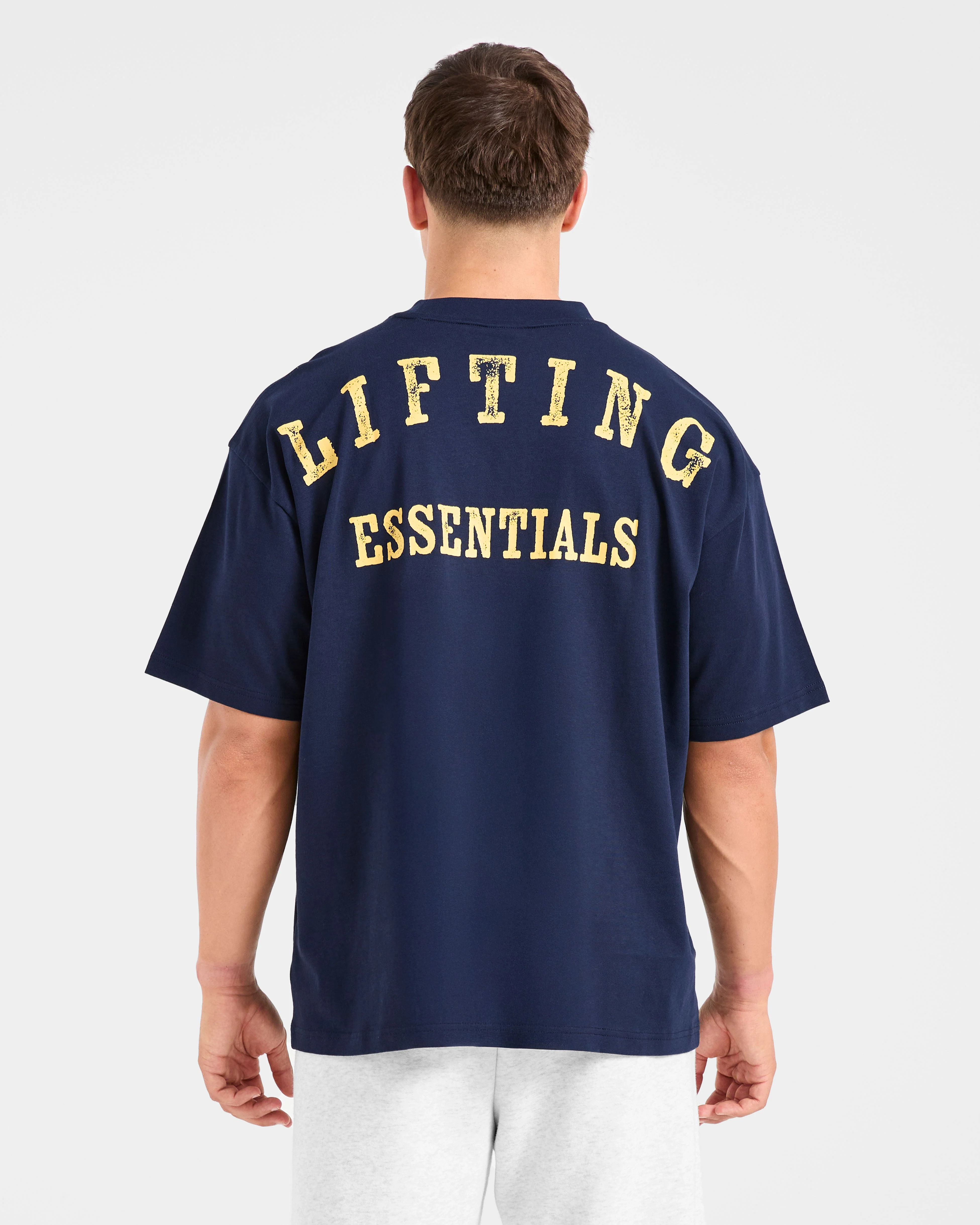 Lifting Essentials Oversized T Shirt - Navy/Geel