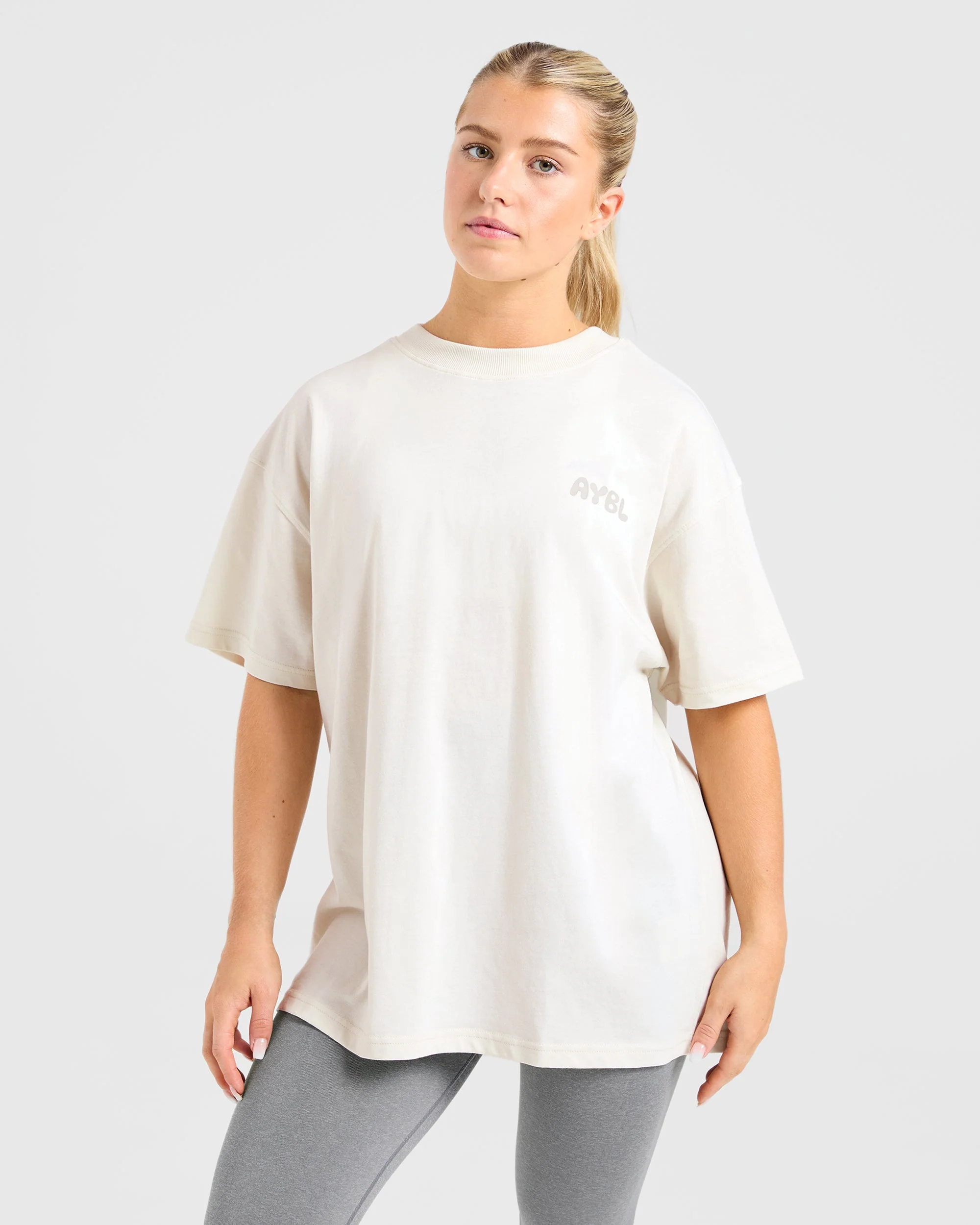 Mind Over Matter V2 Oversized T Shirt - Beige/Bruin - Image 2