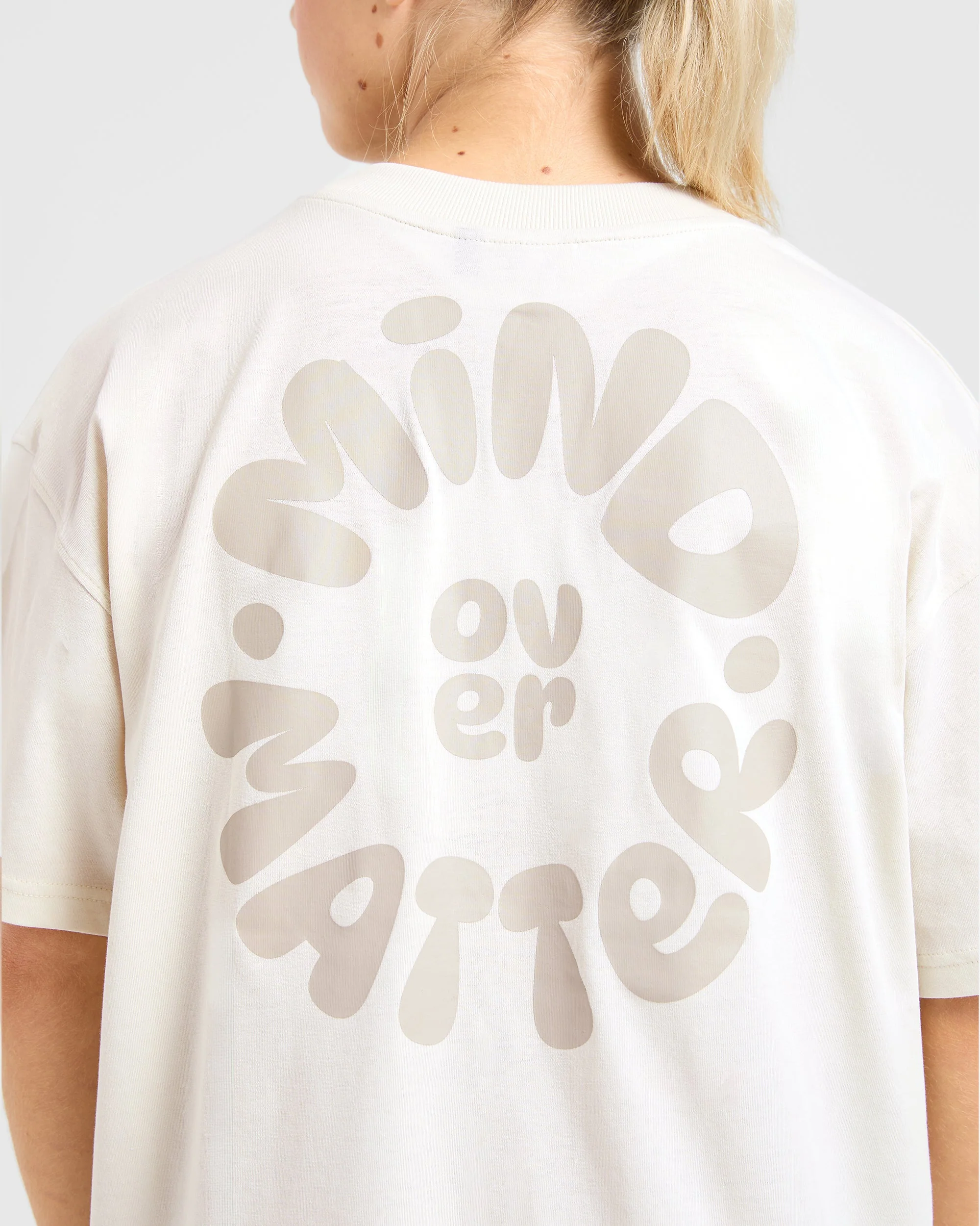 Mind Over Matter V2 Oversized T Shirt - Beige/Bruin - Image 5