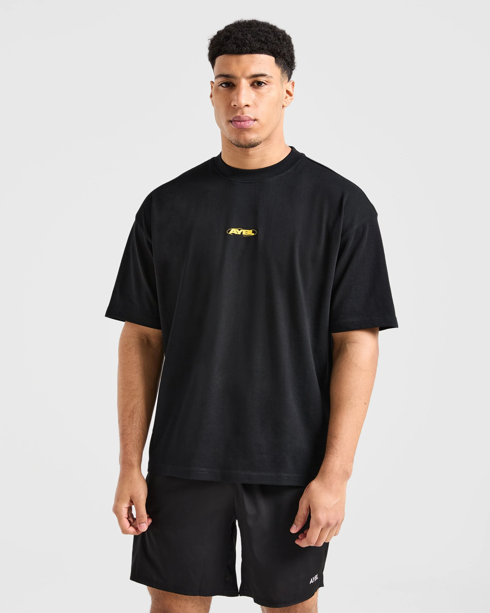 Orbit Oversized T Shirt - Zwart/Geel - Image 2