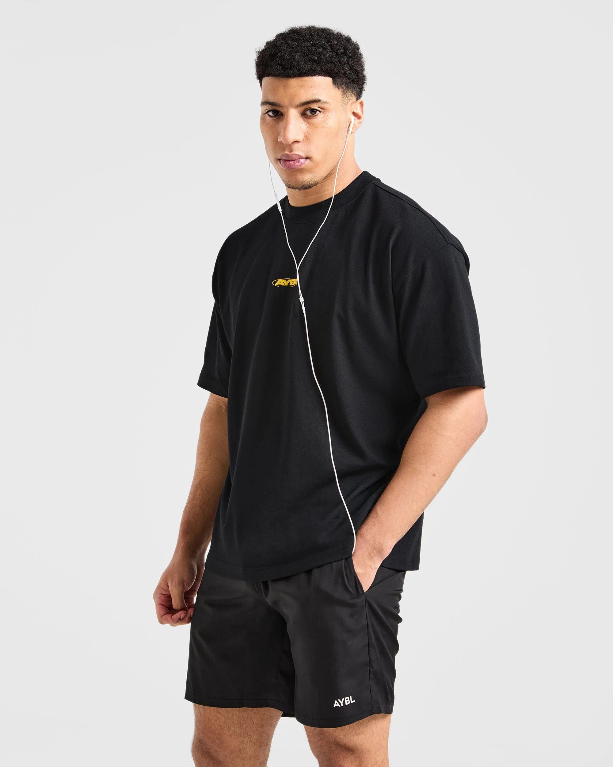 Orbit Oversized T Shirt - Zwart/Geel - Image 8