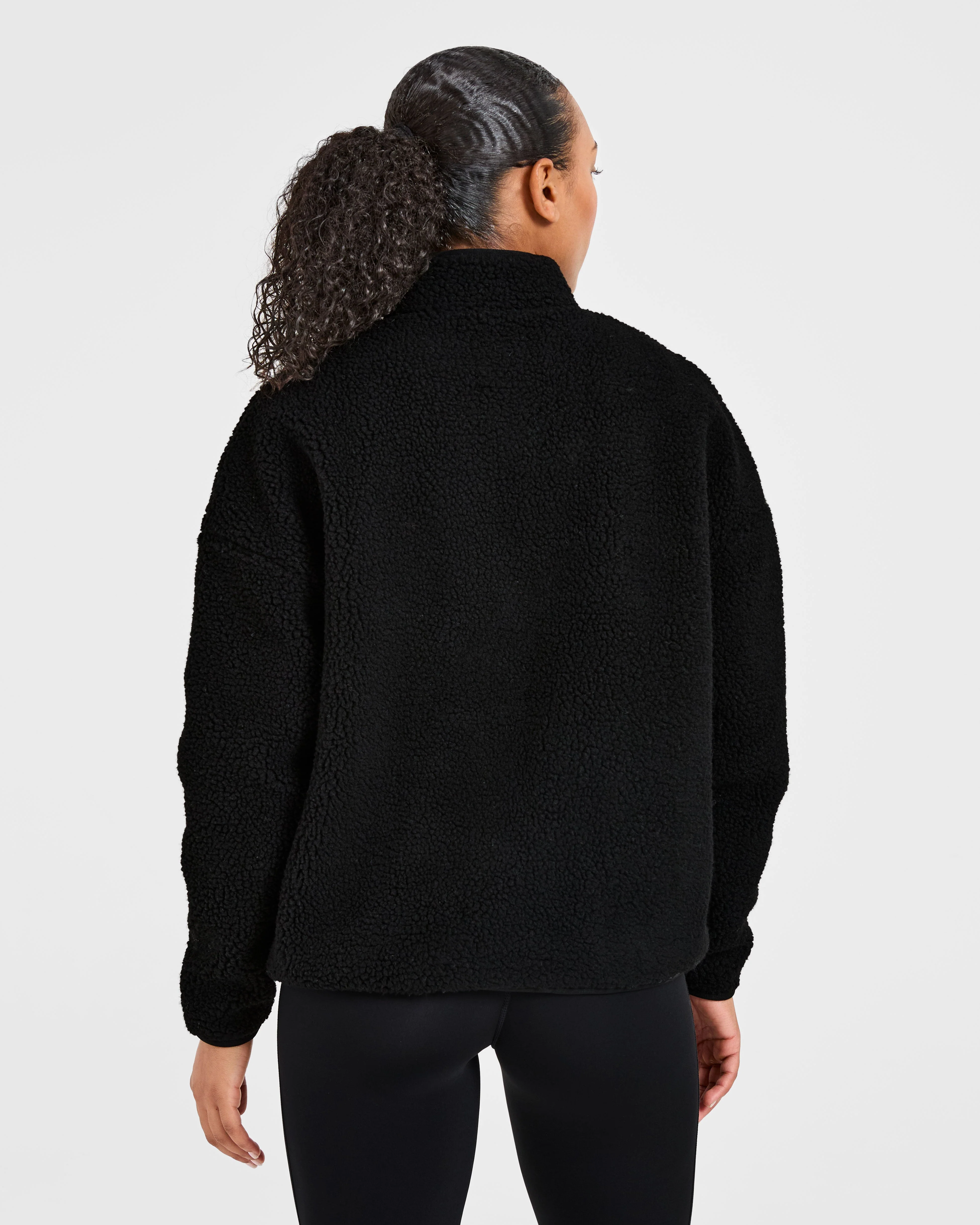 Oversized Zip Up Fleece Jacket - Zwart - Image 2