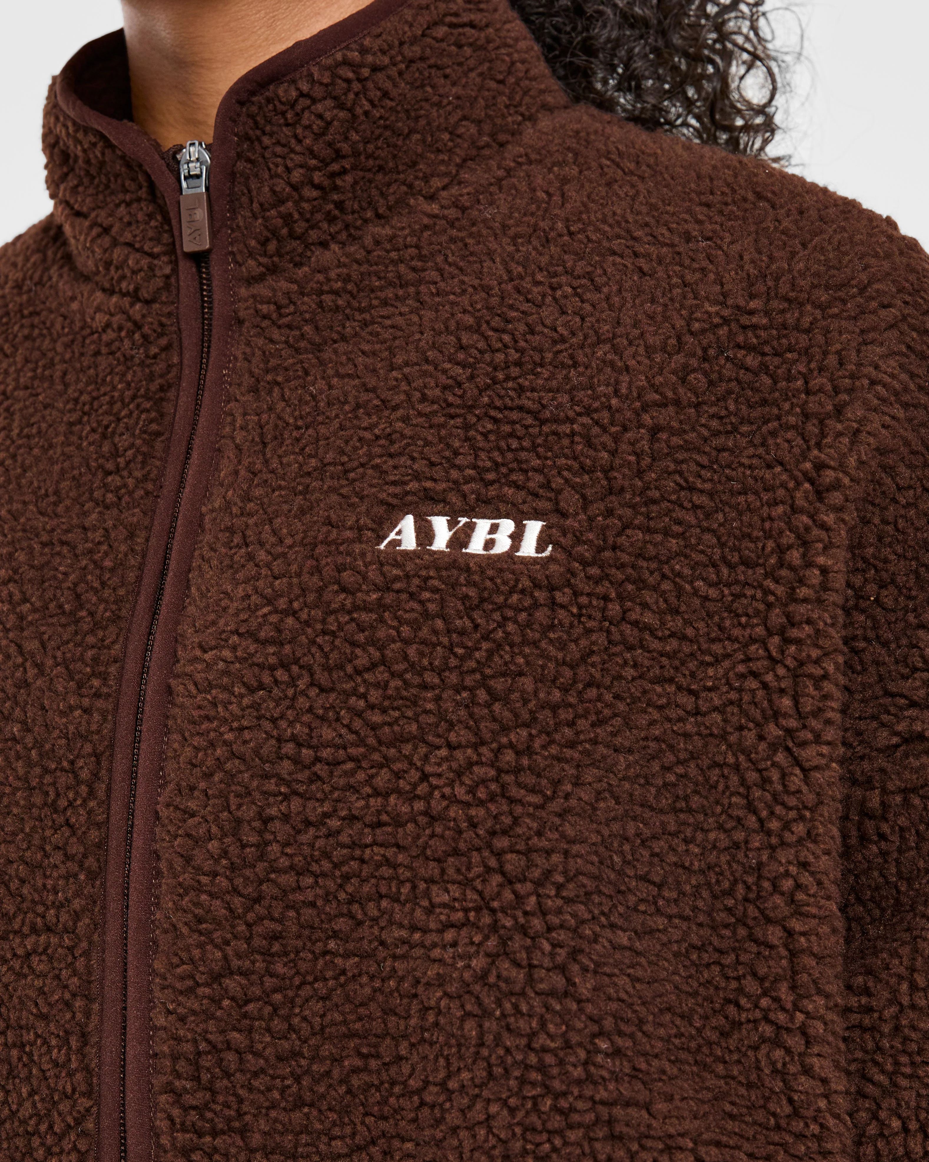 Oversized Zip Up Fleece Jacket - Bruin - Image 5