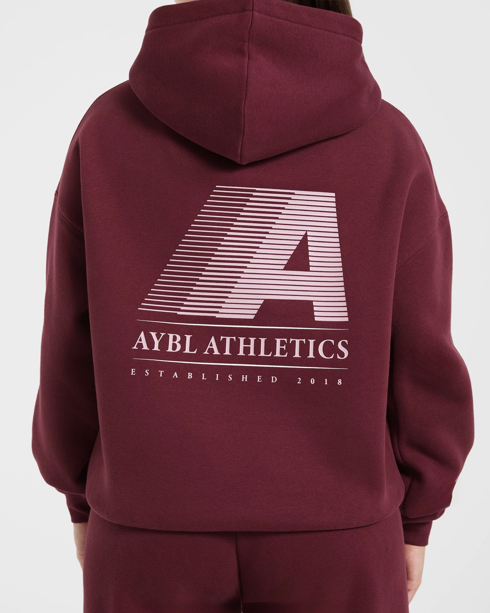 Retro Athletics Oversized Hoodie - Deep Raspberry/Roze - Image 6