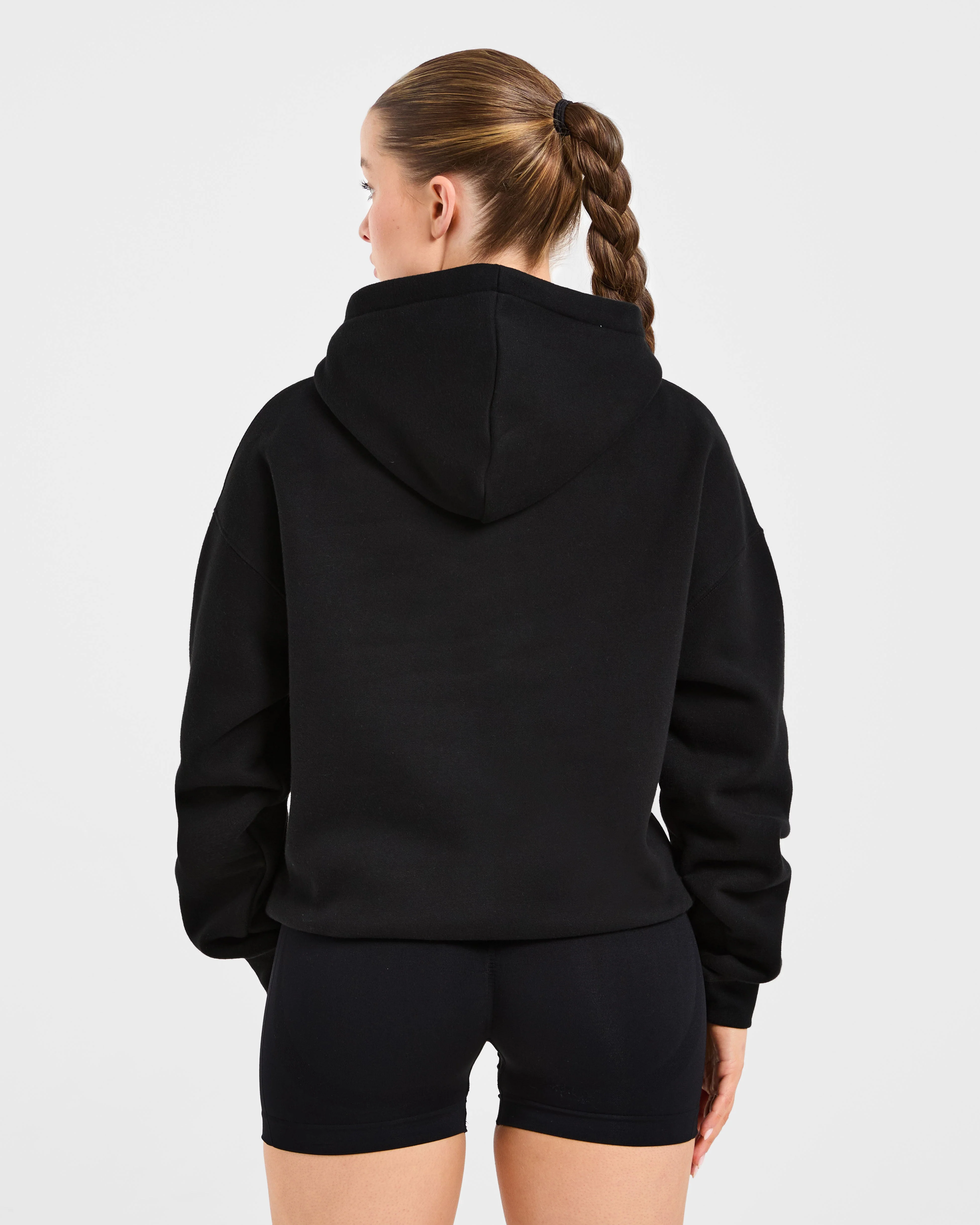 Script Embroidered Oversized Hoodie - Zwart - Image 2