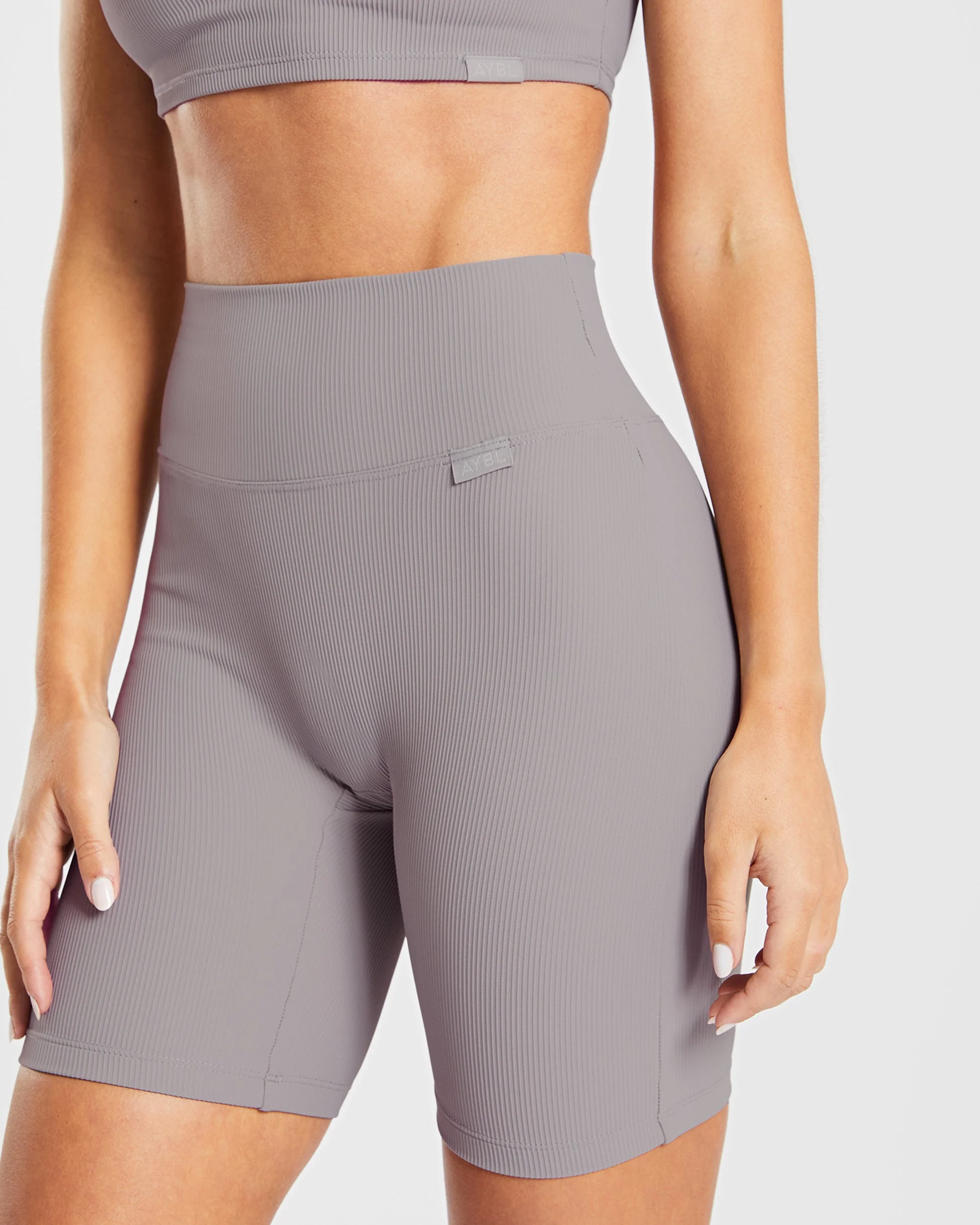 Sculpt Ribbed Cycling Shorts - Fog Grijs - Image 5