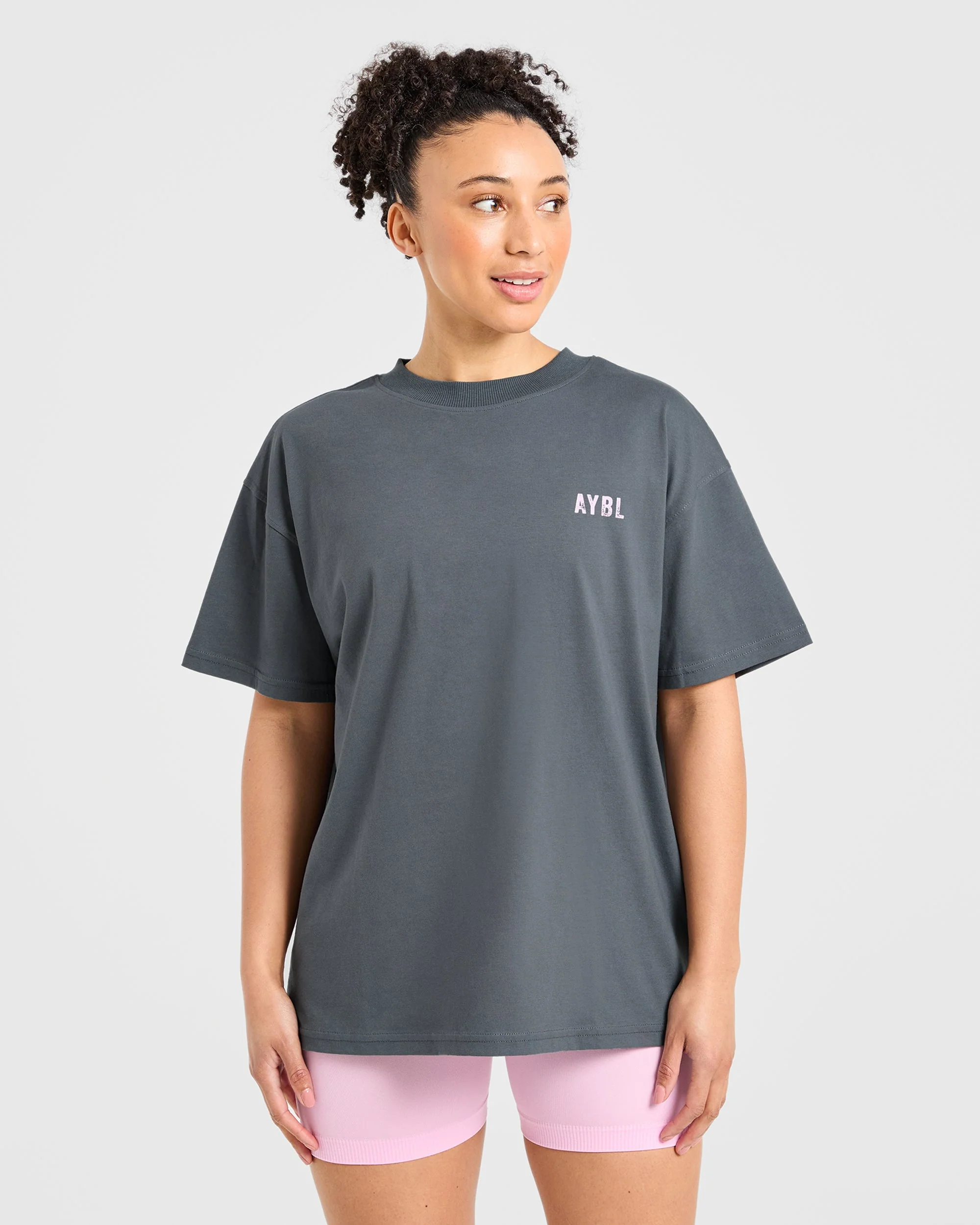 Sculpting Season Oversized T Shirt - Grijs/Roze - Image 2