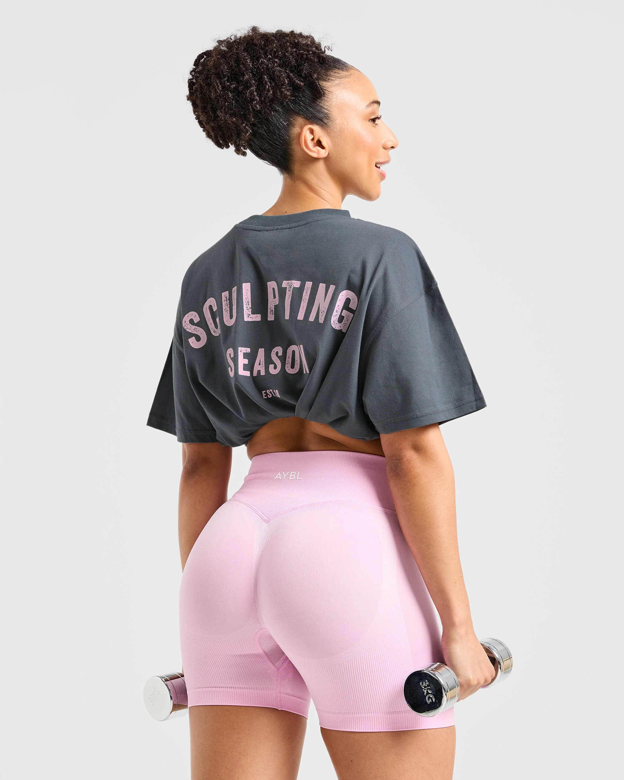 Sculpting Season Oversized T Shirt - Grijs/Roze - Image 8